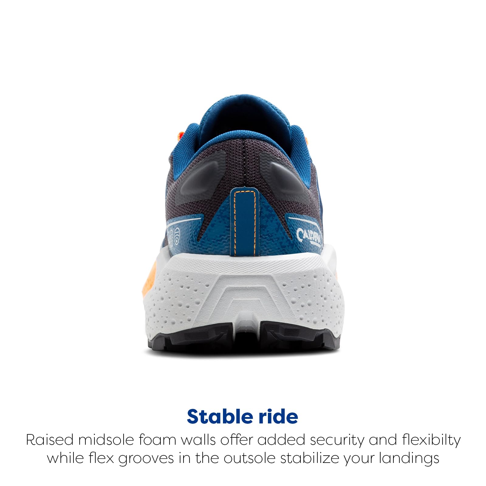 Brooks Caldera 7 Men Trail Running Shoes Ebony Blue Sapphire Orange Slip Resistant
