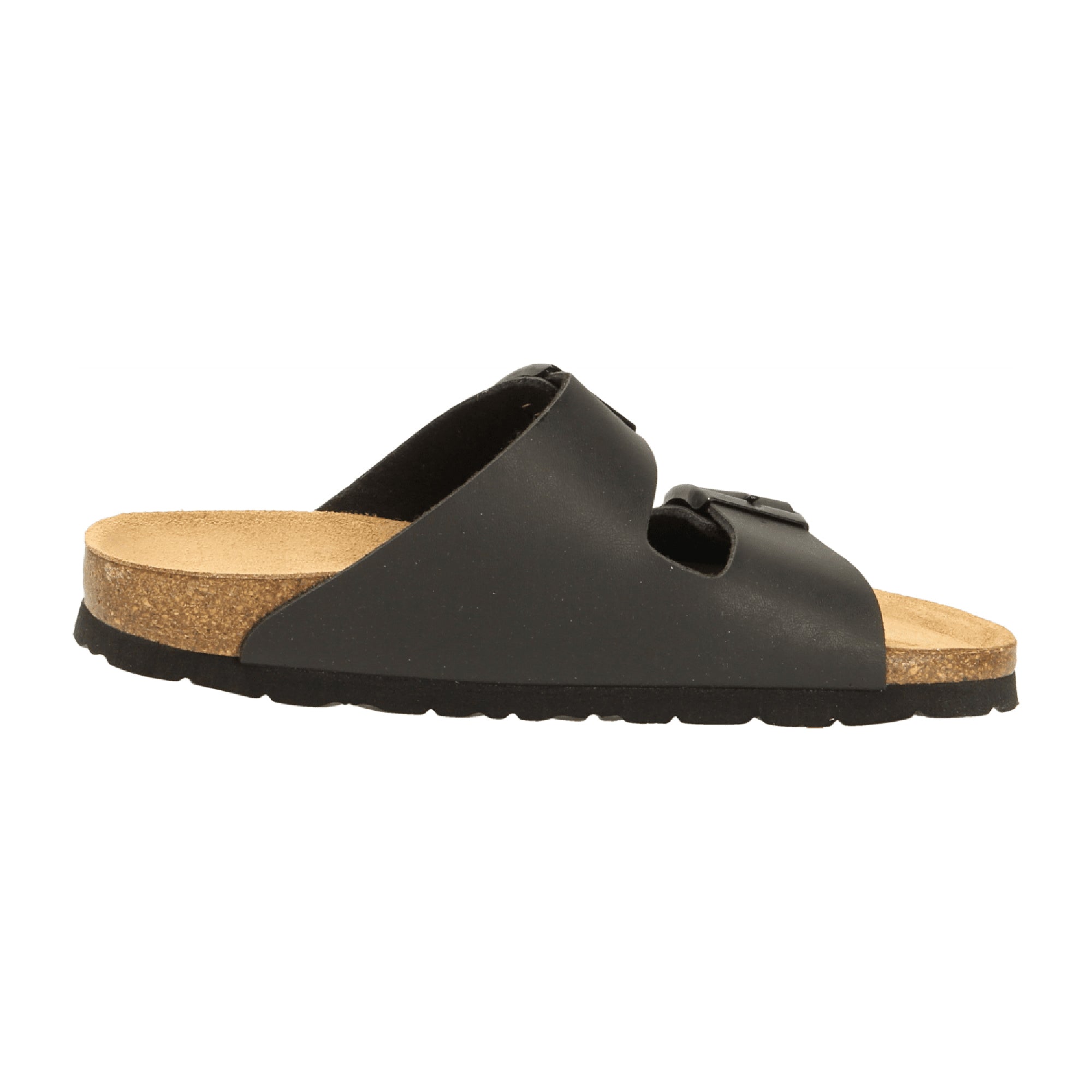 Rohde Alba Black Leather Sandals for Women with Adjustable Buckle