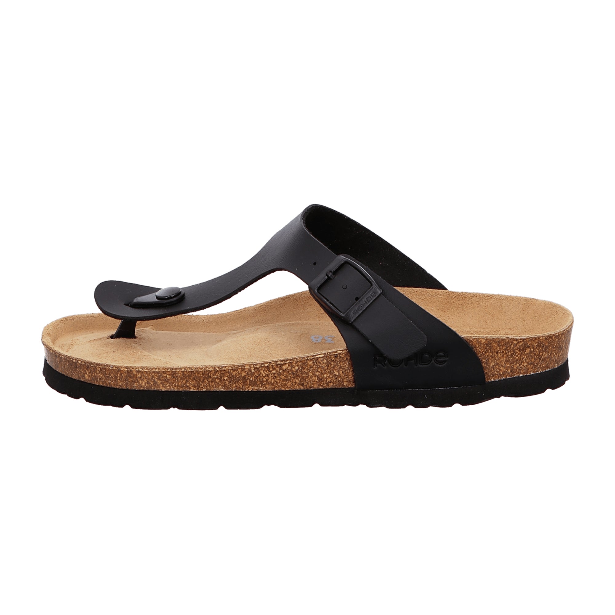 Rohde Alba Black Women's Sandals Open Toe Adjustable Strap Synthetic Material