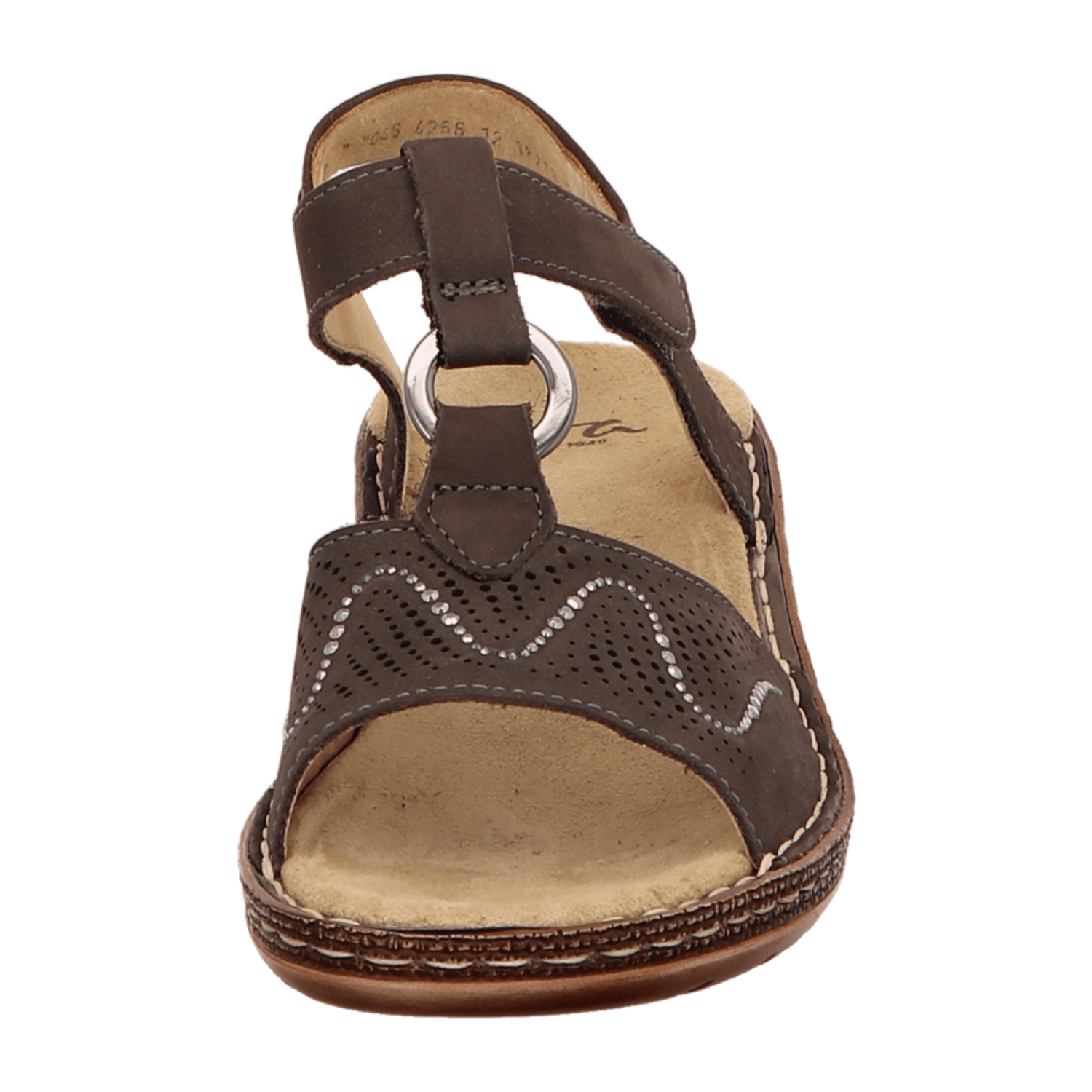 ARA KEY WEST Women's T-Bar Sandal Brown Suede with Hook and Loop Closure - Bartel-Shop