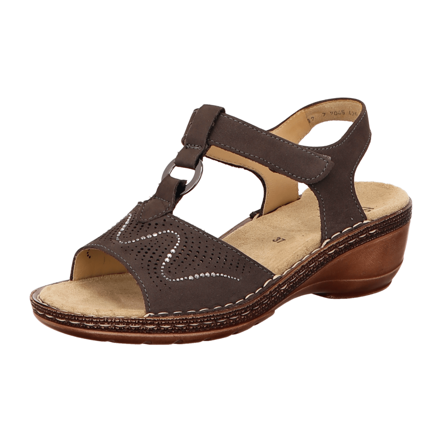 ARA KEY WEST Women's T-Bar Sandal Brown Suede with Hook and Loop Closure - Bartel-Shop
