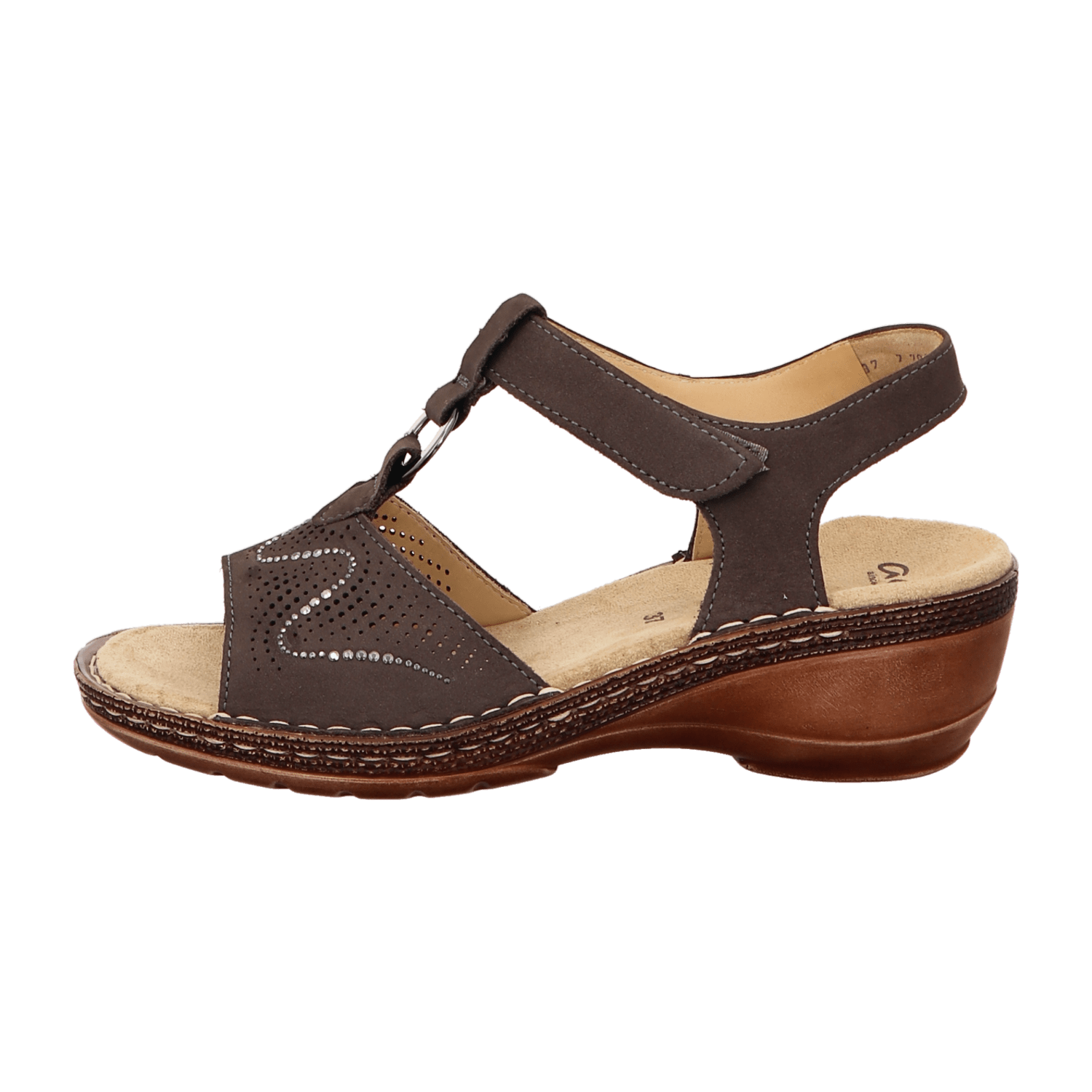 ARA KEY WEST Women's T-Bar Sandal Brown Suede with Hook and Loop Closure - Bartel-Shop