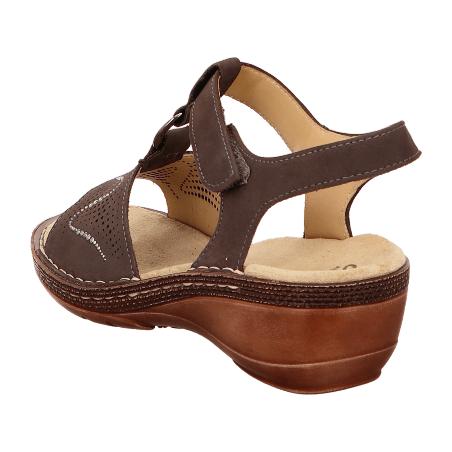 ARA KEY WEST Women's T-Bar Sandal Brown Suede with Hook and Loop Closure - Bartel-Shop