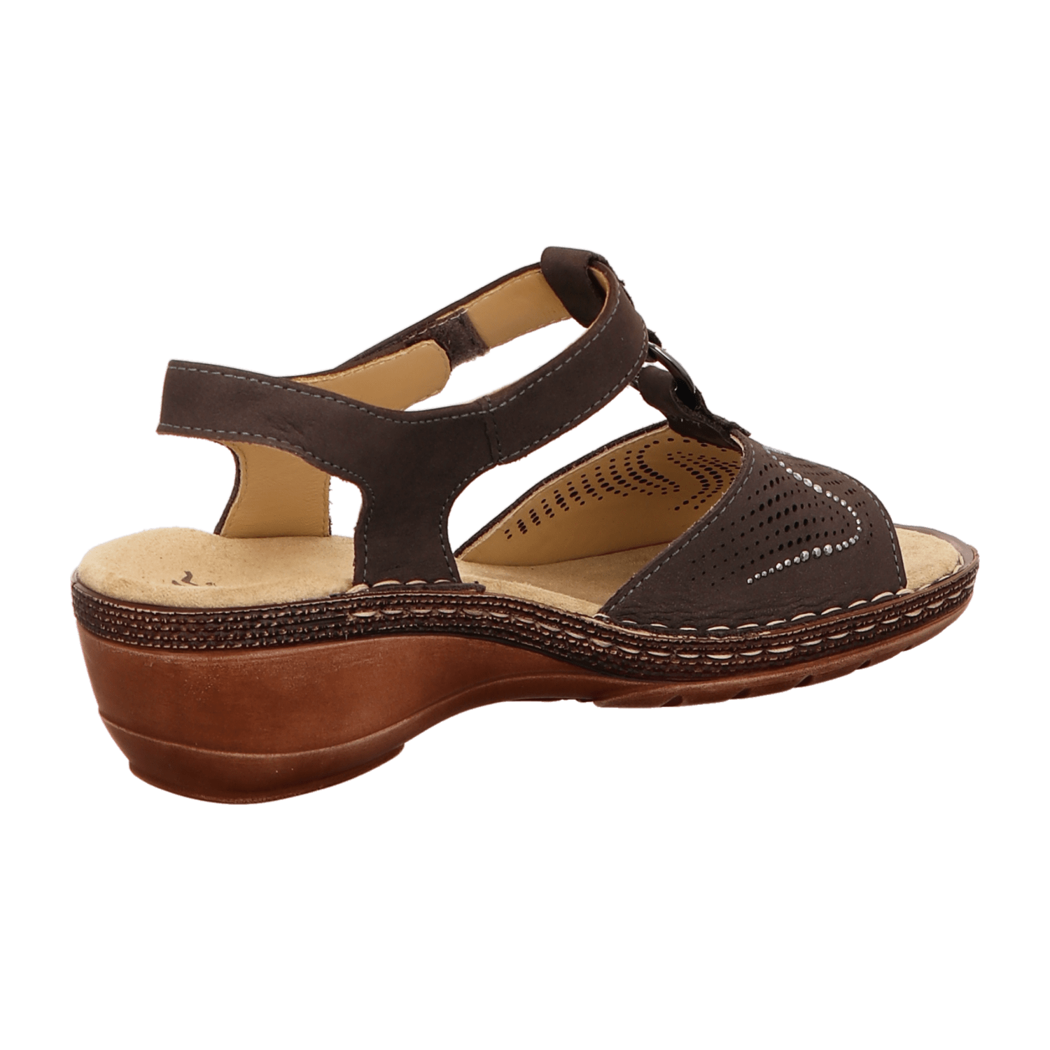 ARA KEY WEST Women's T-Bar Sandal Brown Suede with Hook and Loop Closure - Bartel-Shop