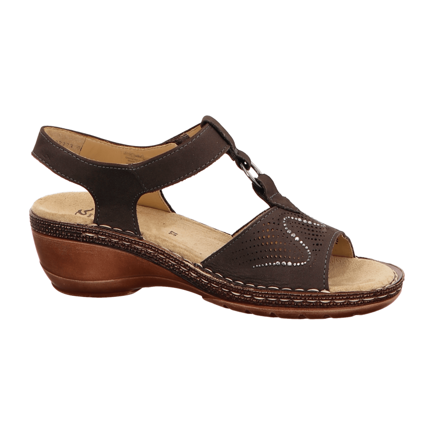 ARA KEY WEST Women's T-Bar Sandal Brown Suede with Hook and Loop Closure - Bartel-Shop