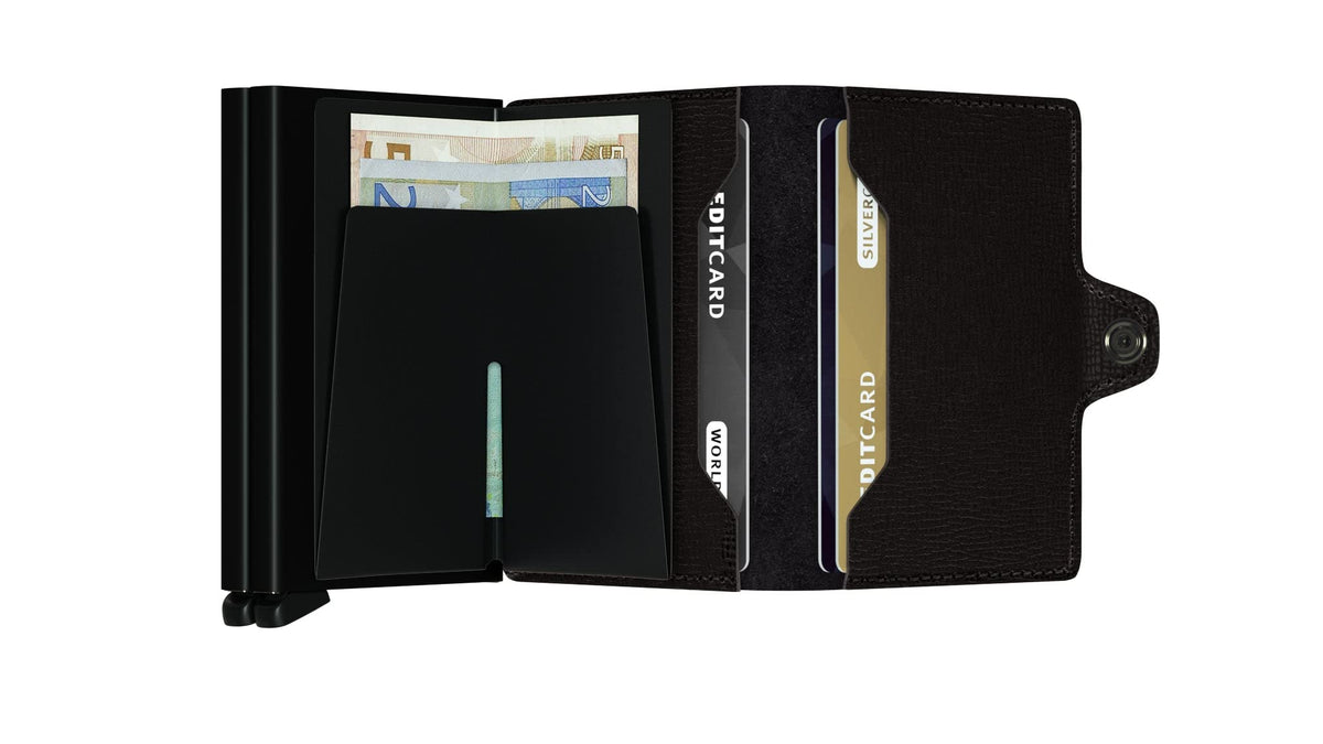 Secrid Twinwallet RFID Card Holder - Black Leather Wallet for Men & Women