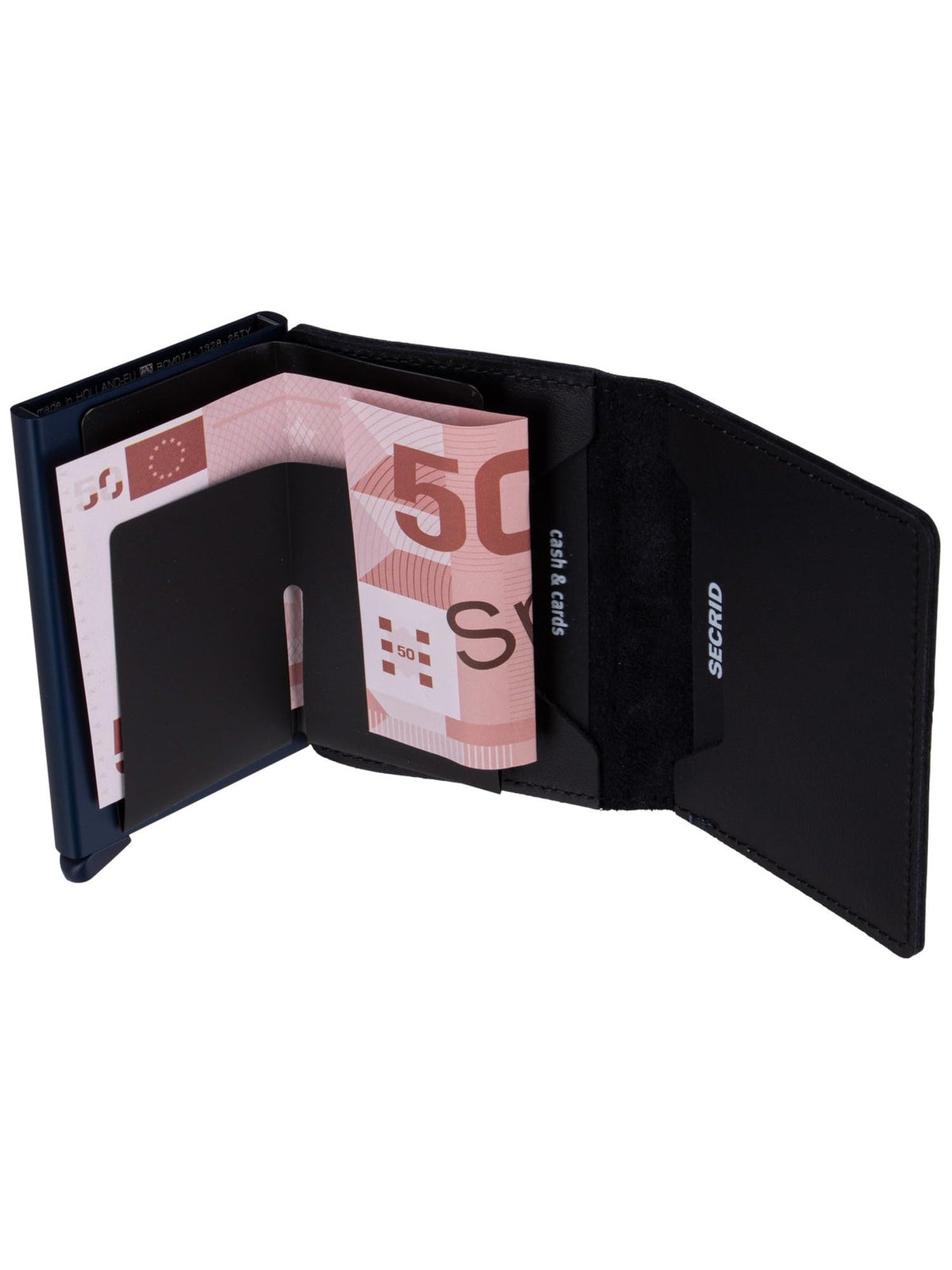 Secrid Slim Wallet Black-Navy Leather - RFID Protected Card Holder