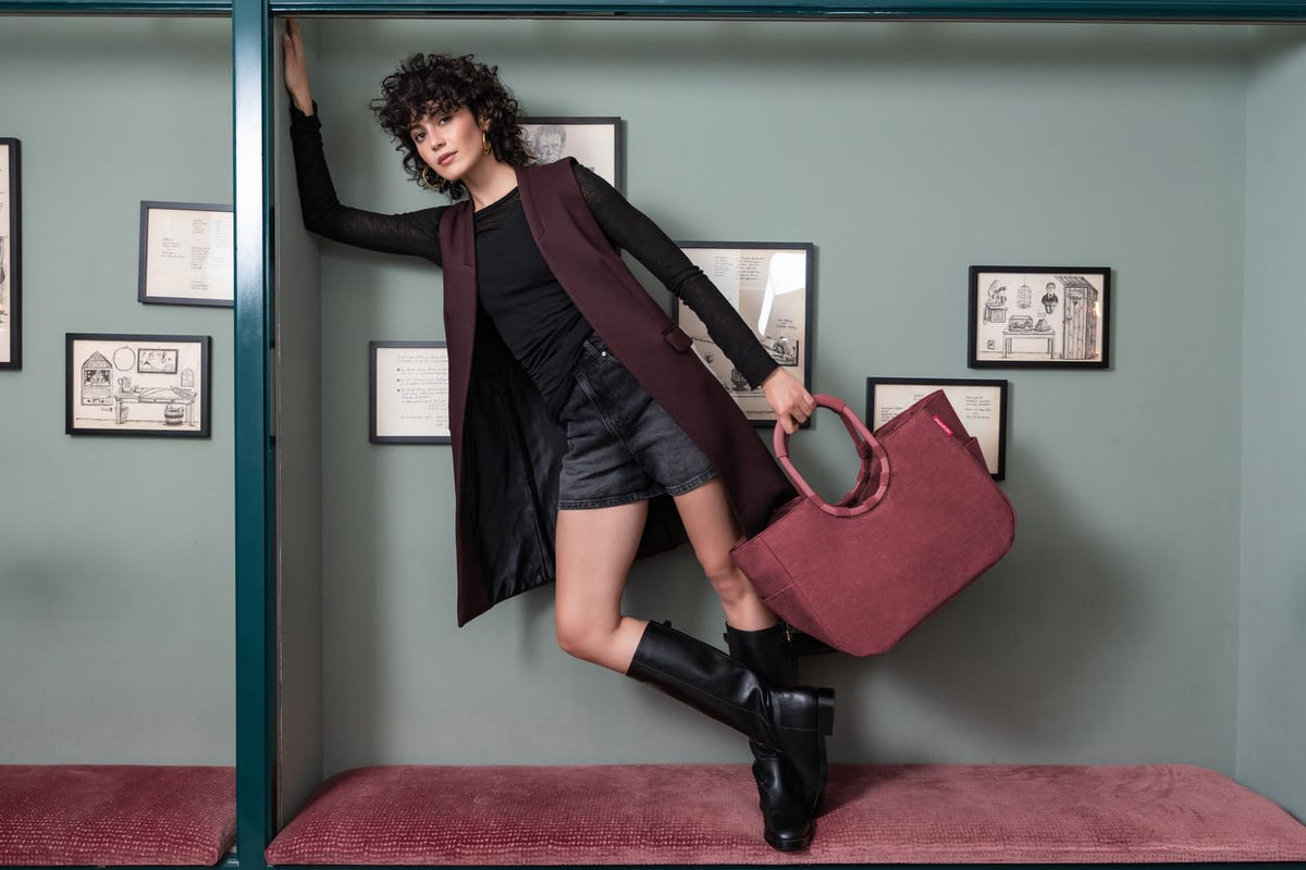 reisenthel loopshopper L Twist Maroon - Stable Shopping Bag with Pockets from Recycled PET