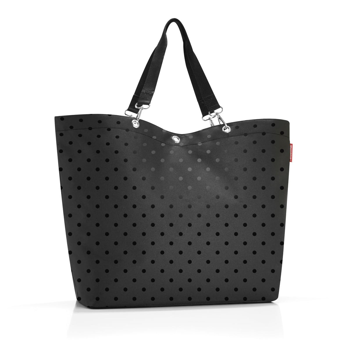 reisenthel Shopper XL Glossy Dots Black - Spacious Water-Repellent Polyester Tote Bag