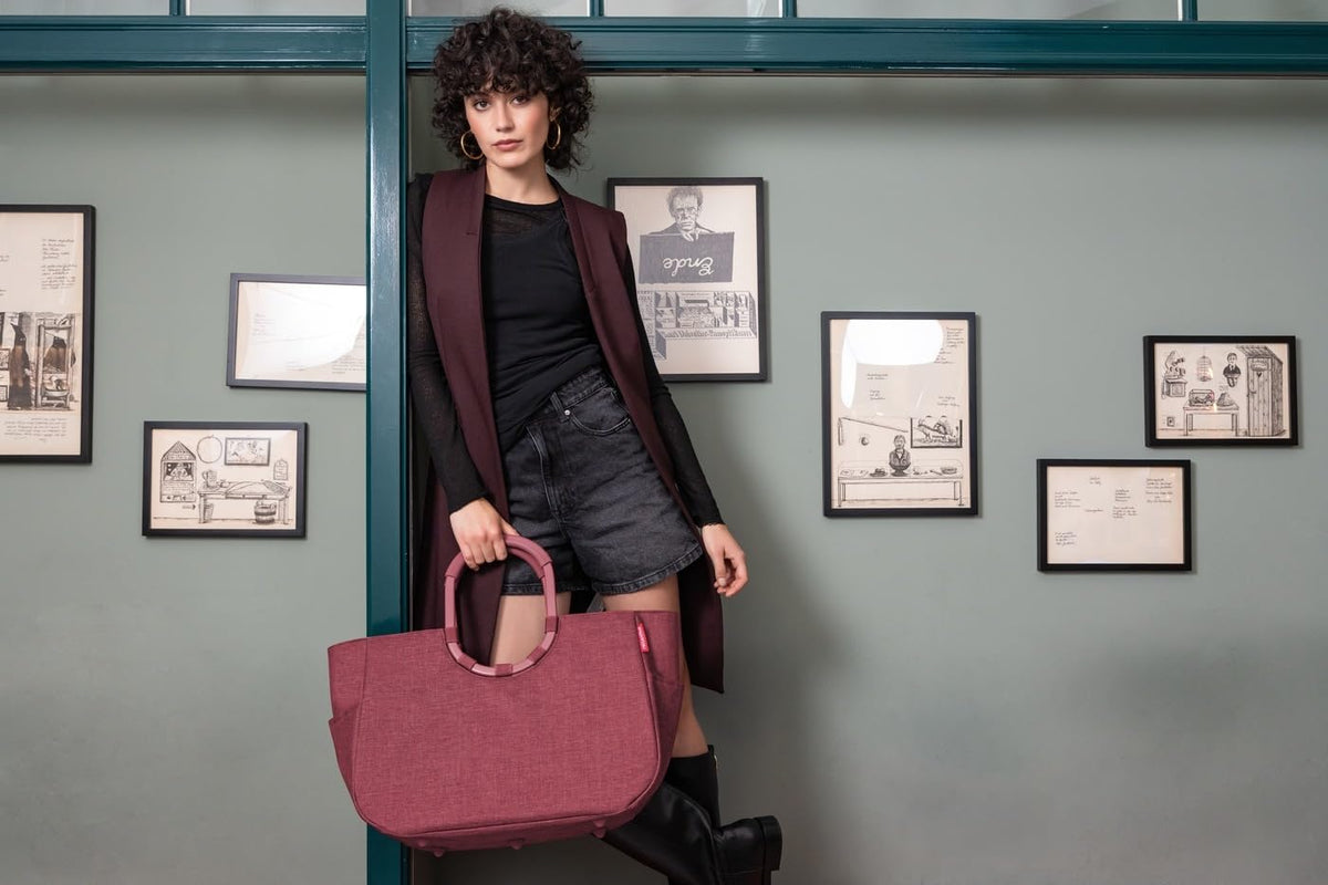 reisenthel loopshopper L Twist Maroon - Stable Shopping Bag with Pockets from Recycled PET