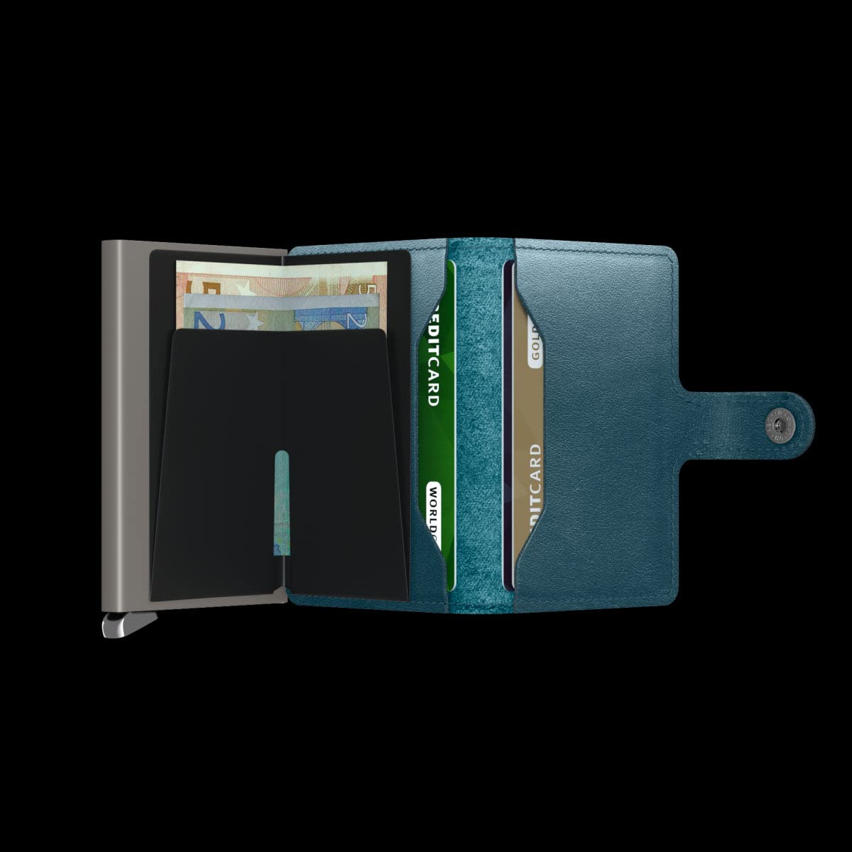 Secrid Miniwallet Premium RFID Wallet - Teal Leather Card Holder for Men & Women