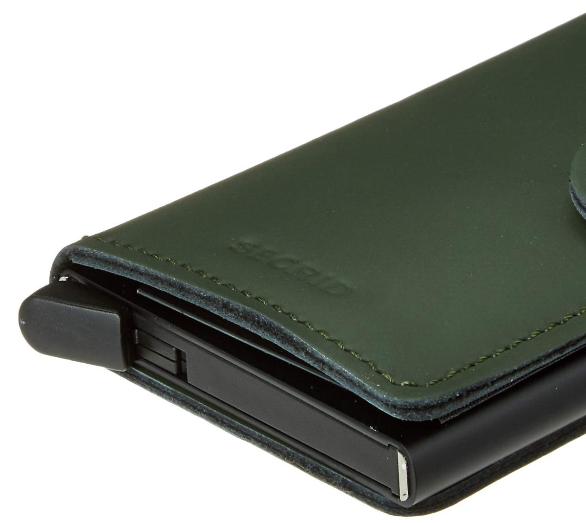 Secrid Miniwallet Matte Green-Black Leather Wallet with RFID Card Holder