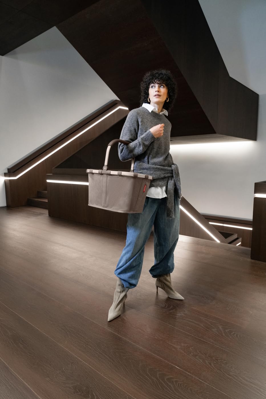 reisenthel Carrybag Herringbone Mocha - Polyester Shopping Basket