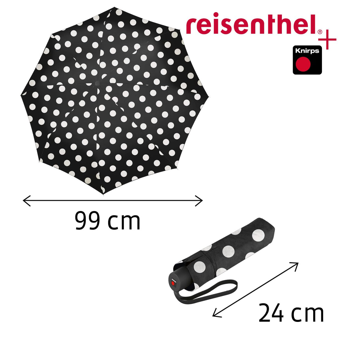 reisenthel umbrella pocket classic - Wind-Resistant Folding Umbrella dots white