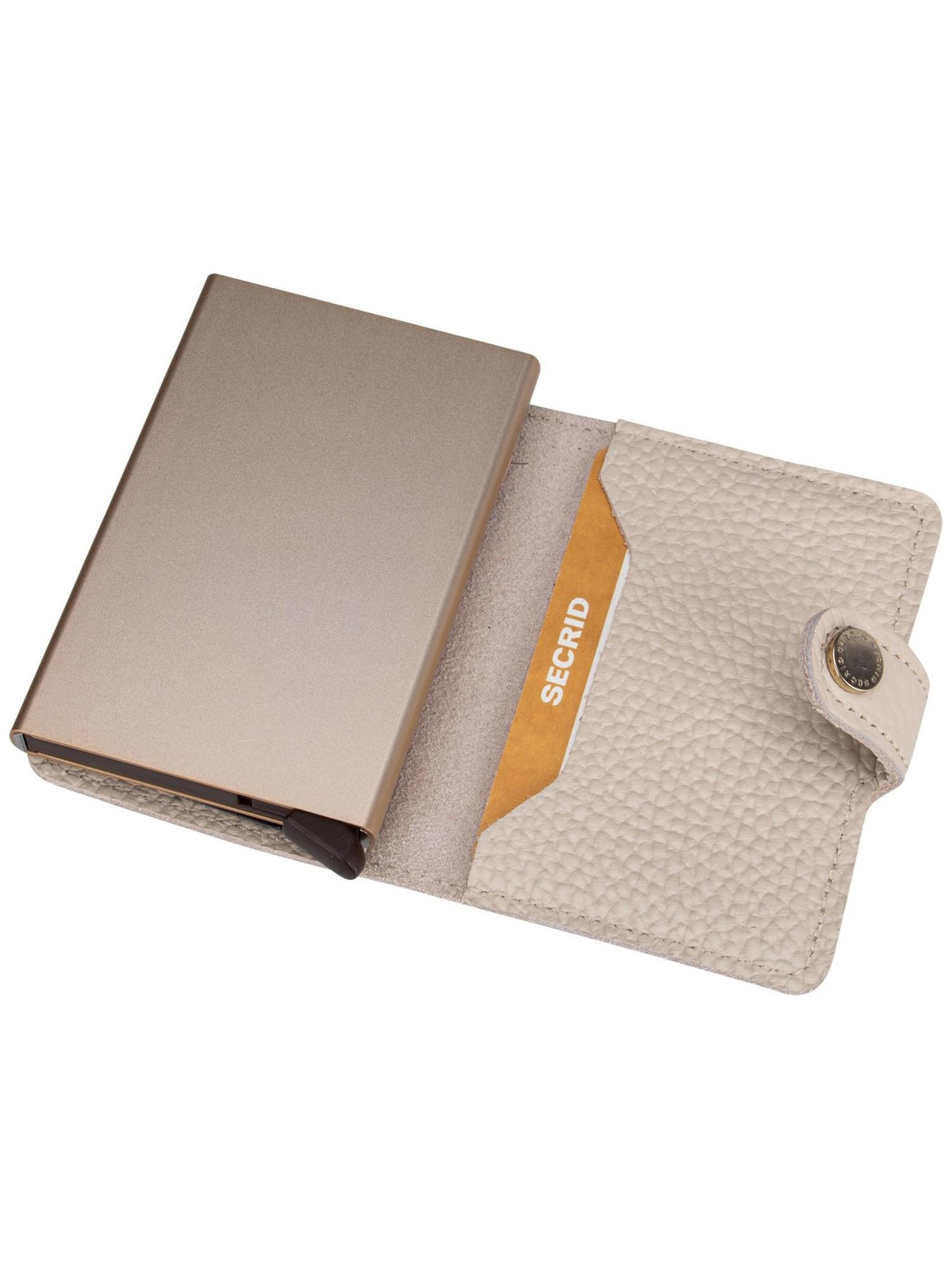 Secrid Pebble Mini Wallet Beige - Embossed Leather Small Purse for Women & Men