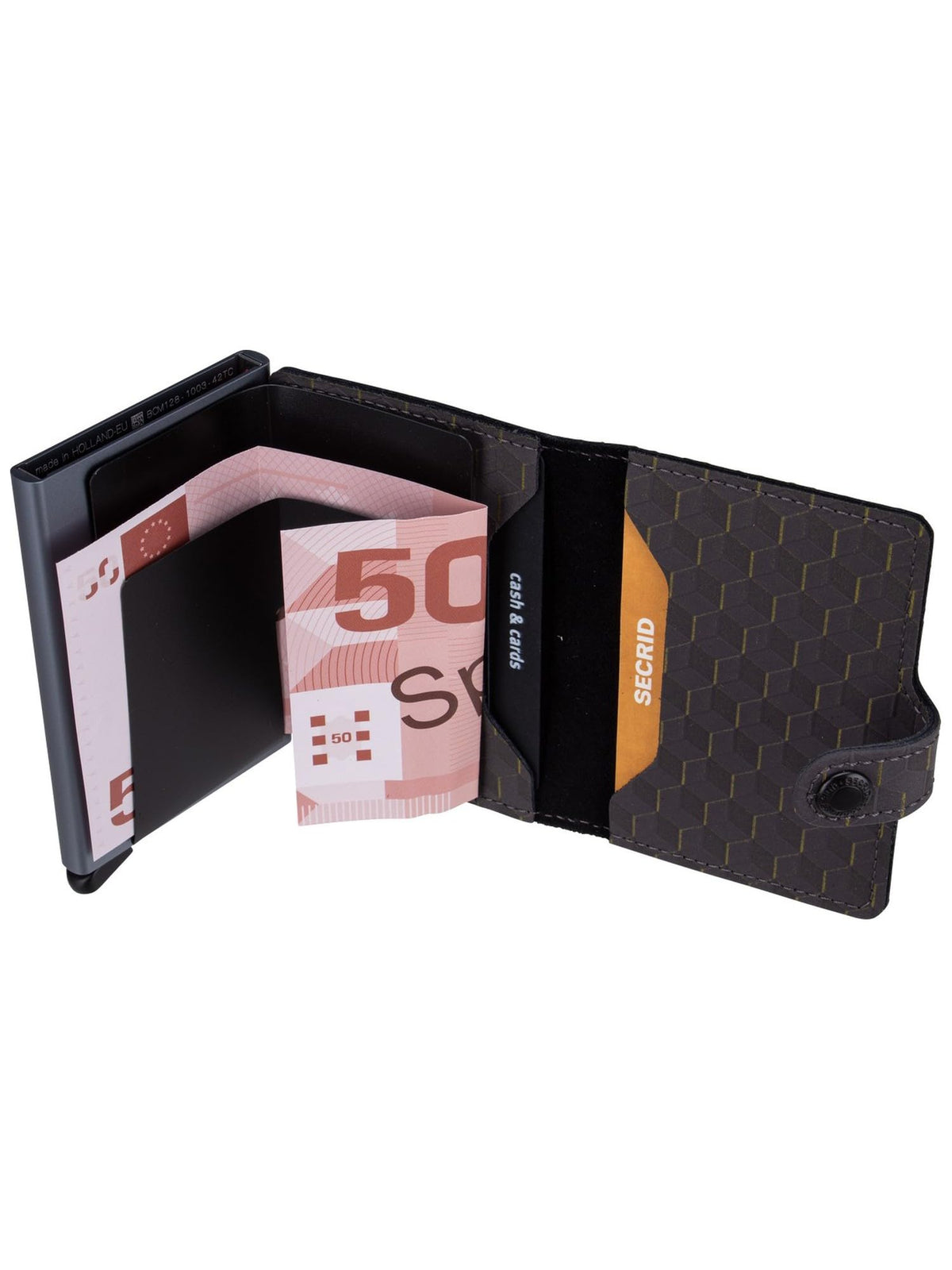 Secrid Miniwallet Optical RFID Wallet - Grey Yellow Leather with Card Protector