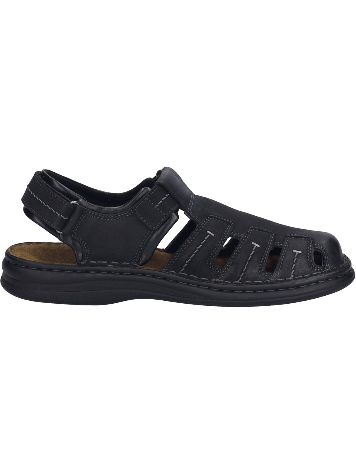 Josef Seibel Men Sandals Max 92 Black Leather Size 43 EU Open Toe