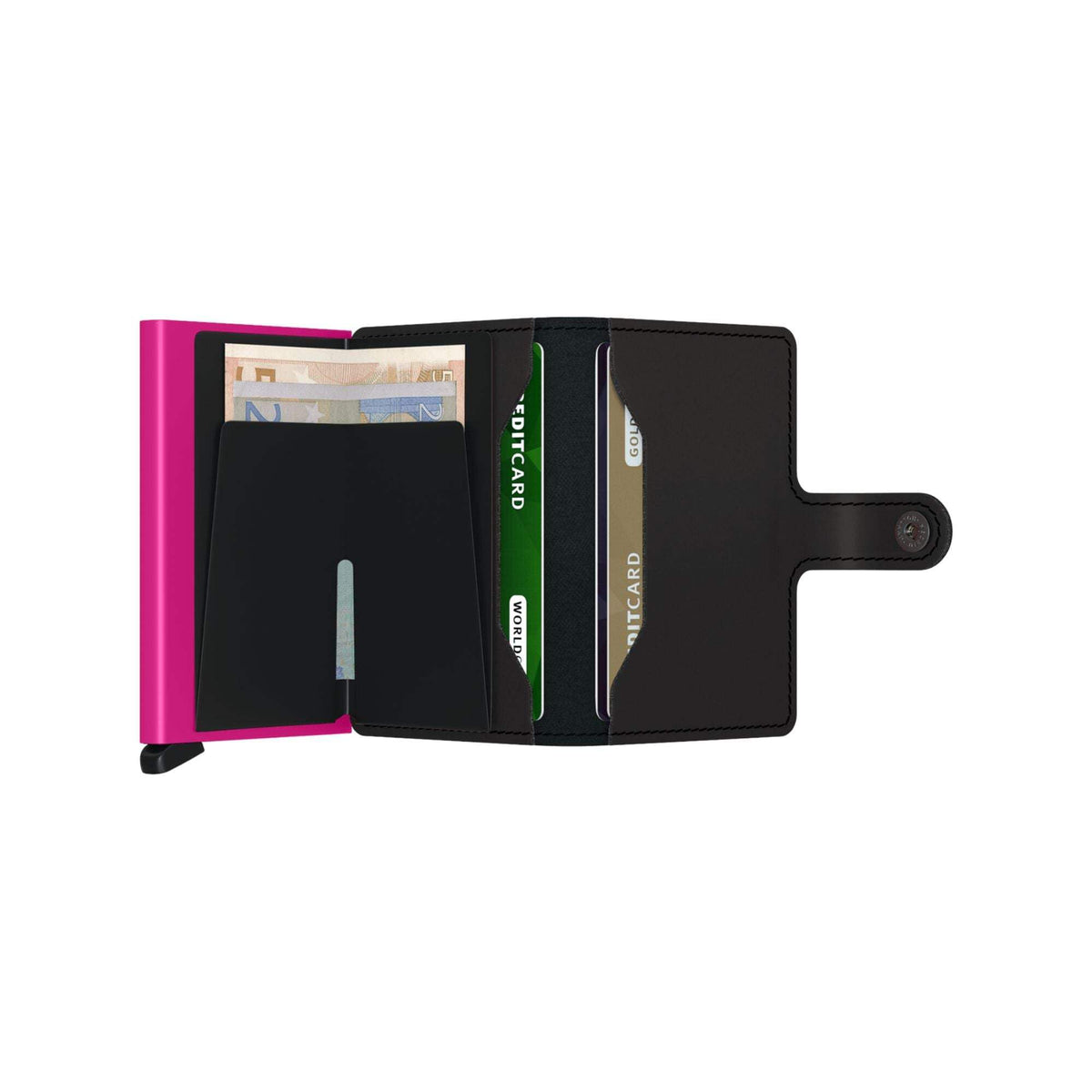 Secrid Mini Wallet RFID Leather Card Holder Black Fuchsia