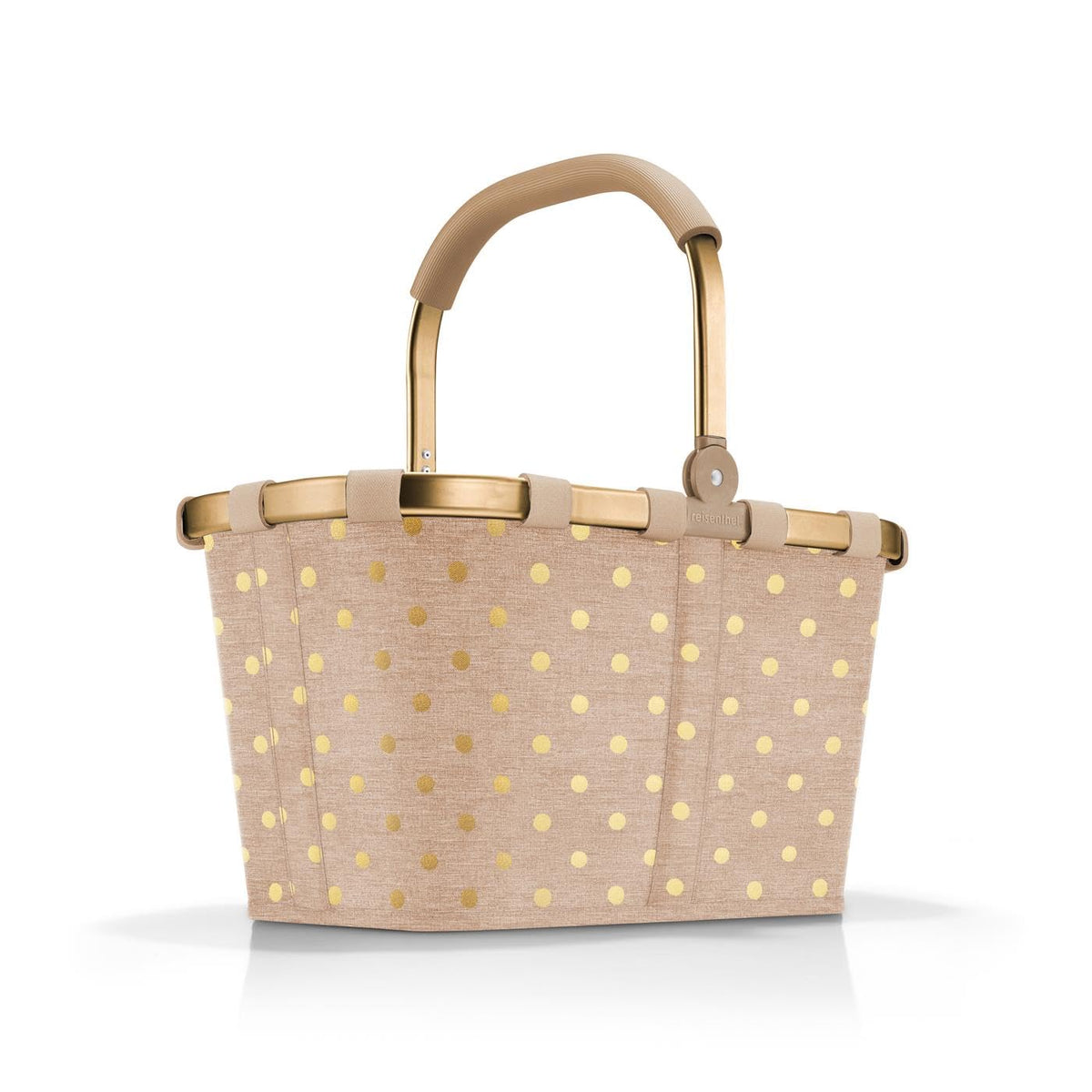 reisenthel Carrybag Frame Metallic Dots Coffee - Stable Shopping Basket with Inner Pocket