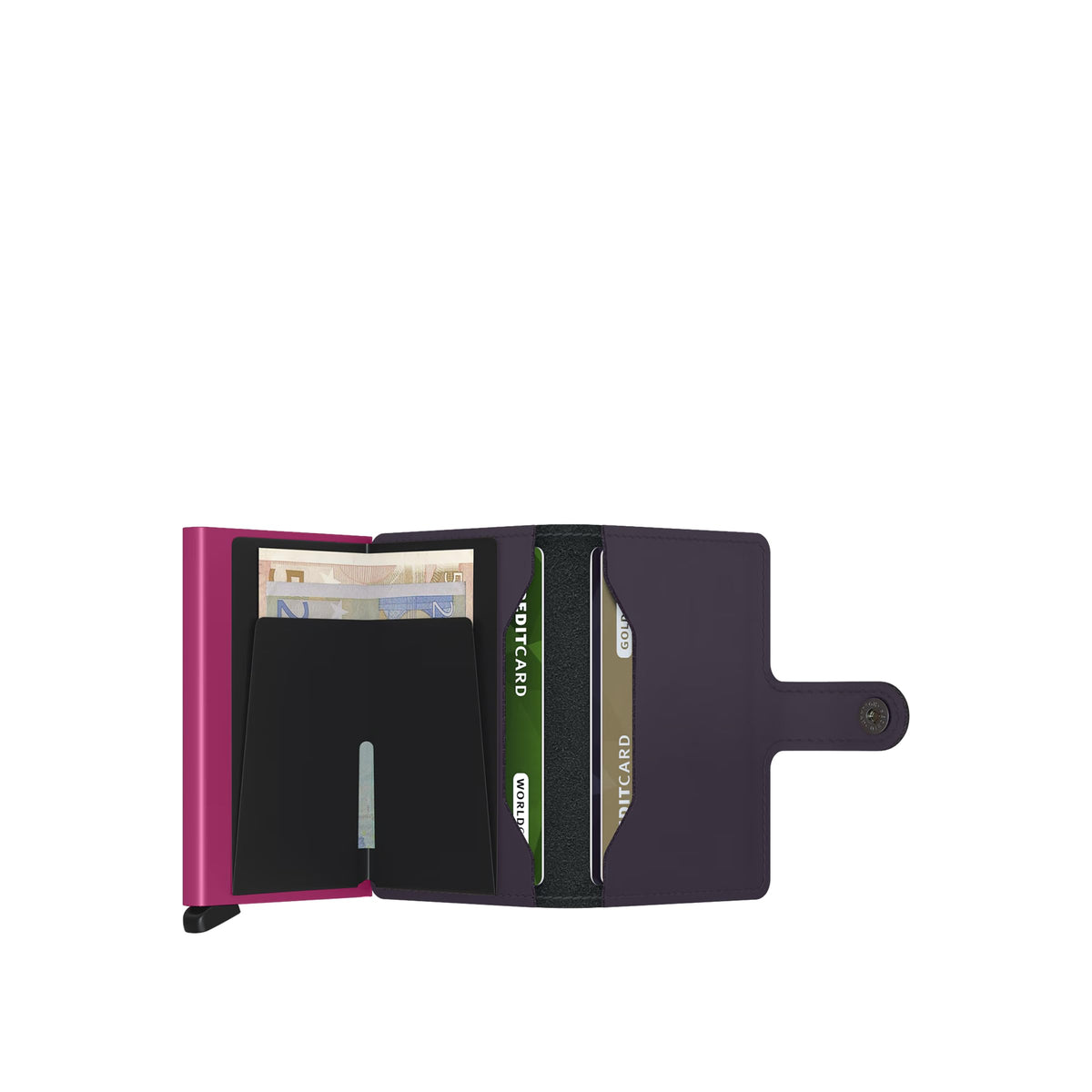 Secrid Miniwallet Matte RFID Wallet Dark Purple Fuchsia Leather