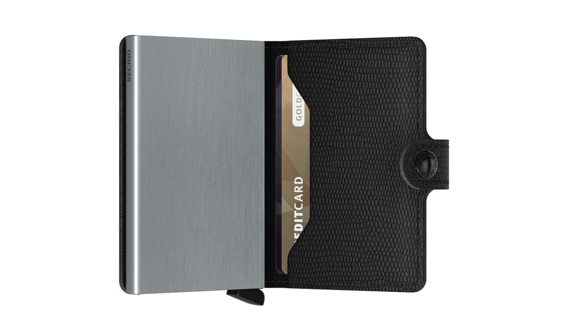 Secrid Mini Wallet Black Leather RFID Protected - Holds 12 Cards