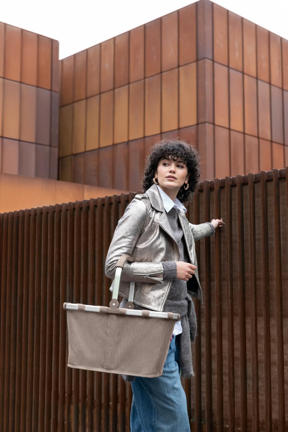 reisenthel Carrybag Herringbone Mocha - Polyester Shopping Basket