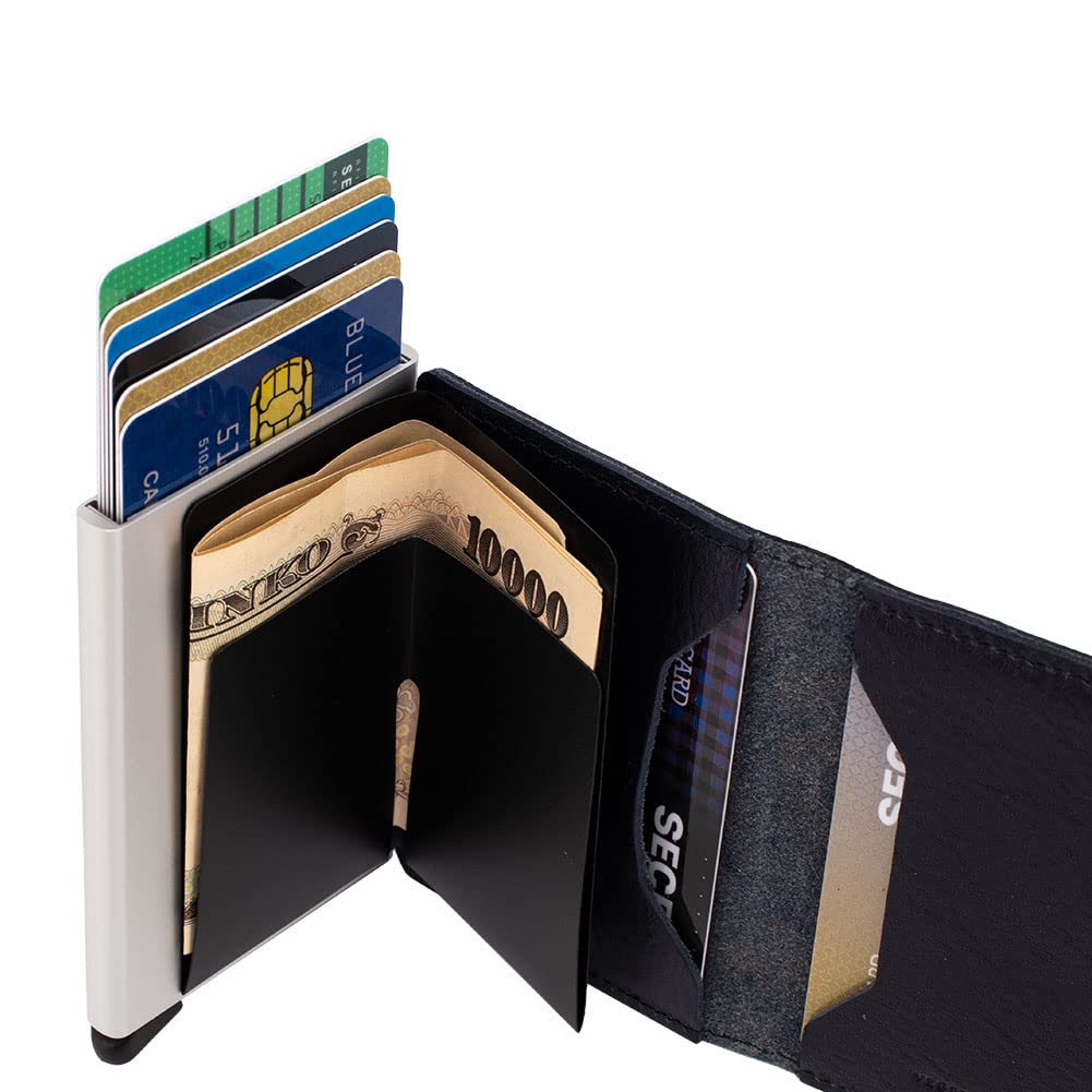 Secrid Miniwallet Navy-Silver - Slim Wallet with Leather Interior