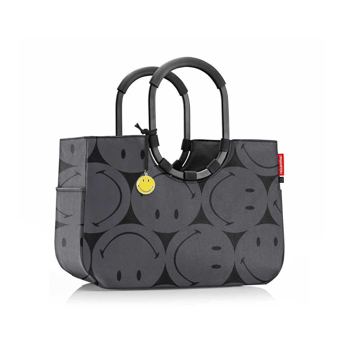 reisenthel loopshopper L Smiley Grey - Reusable Shopping Bag with Zip Pockets