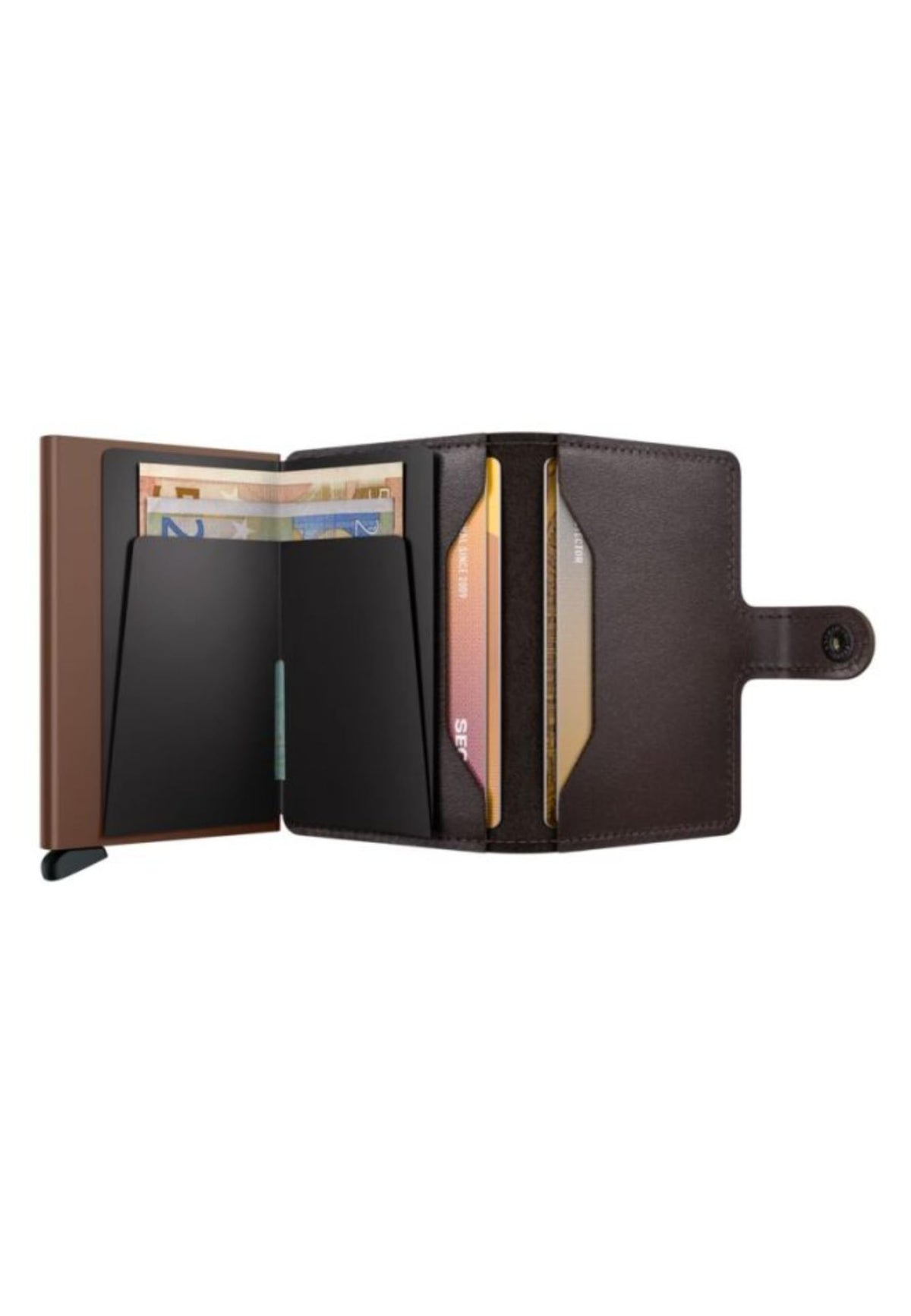 Secrid Miniwallet Chocolate Leather Credit Card Holder - Compact RFID Wallet