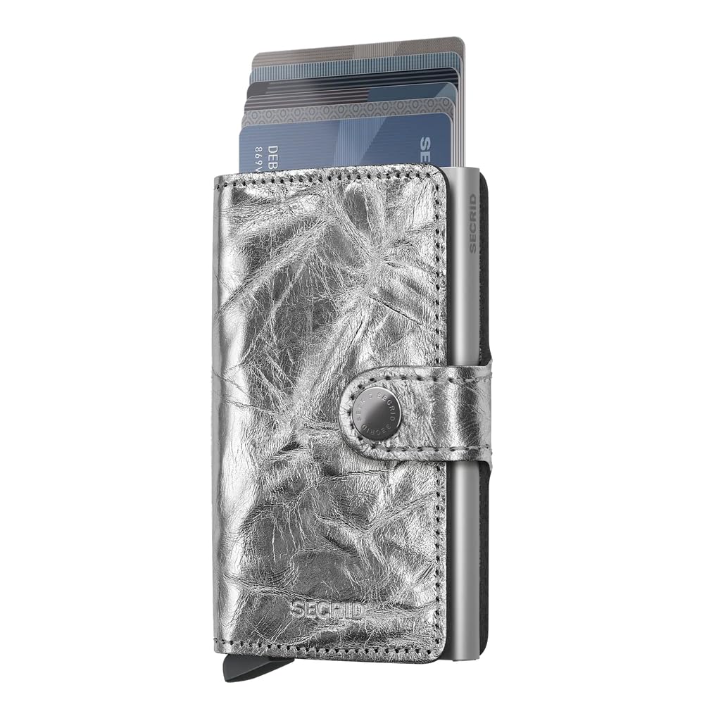 Secrid Mini Wallet Crunch Silver Leather RFID Protected