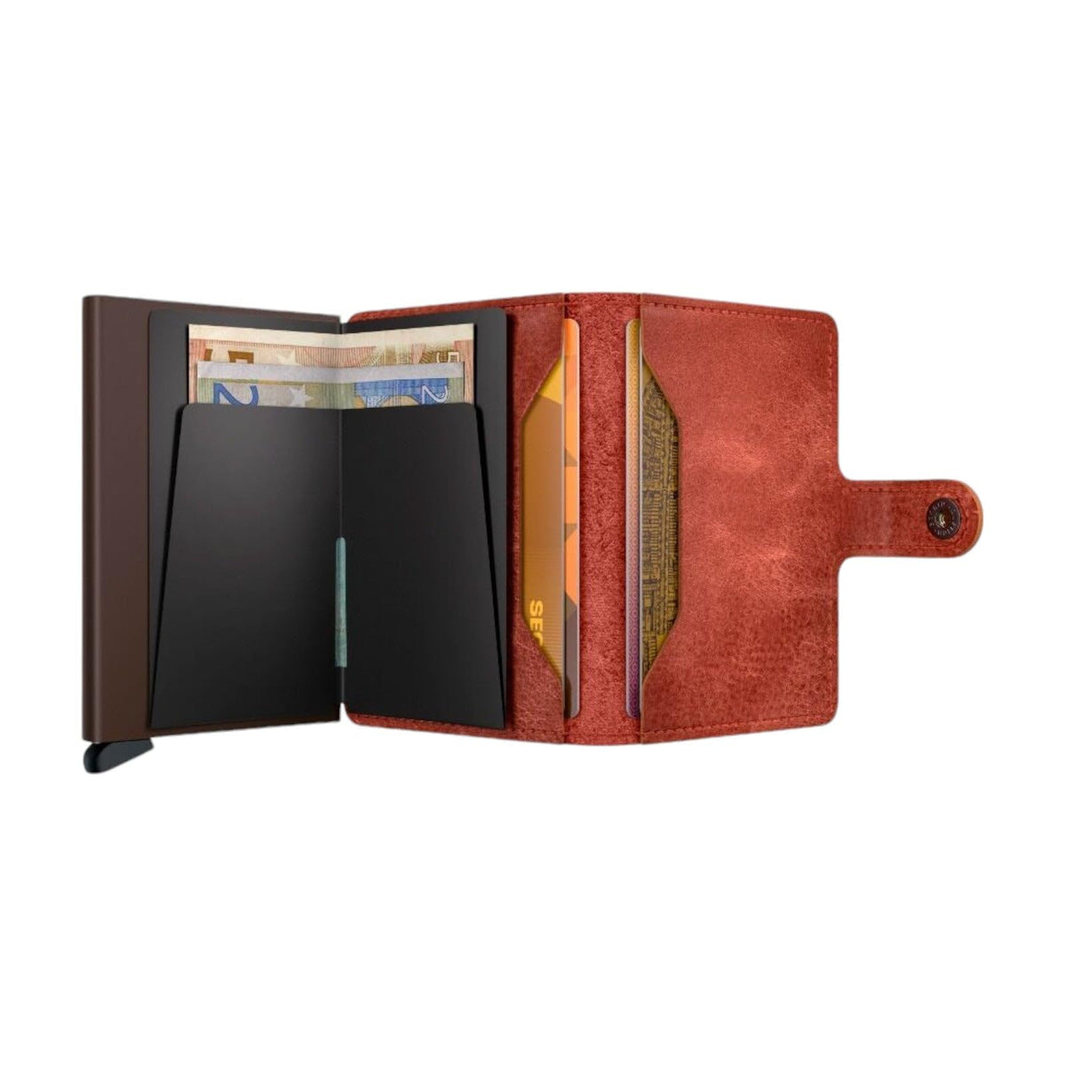 Secrid Cardprotector RFID Mini Wallet Orange Aluminium Leather