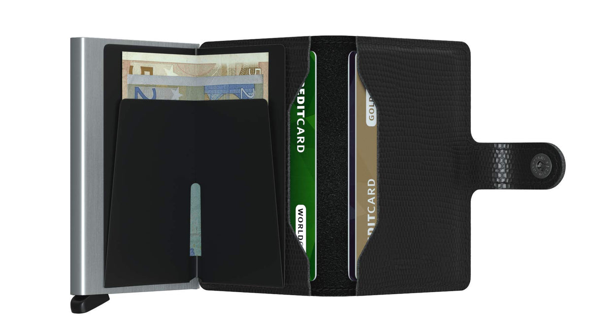 Secrid Mini Wallet Black Leather RFID Protected - Holds 12 Cards