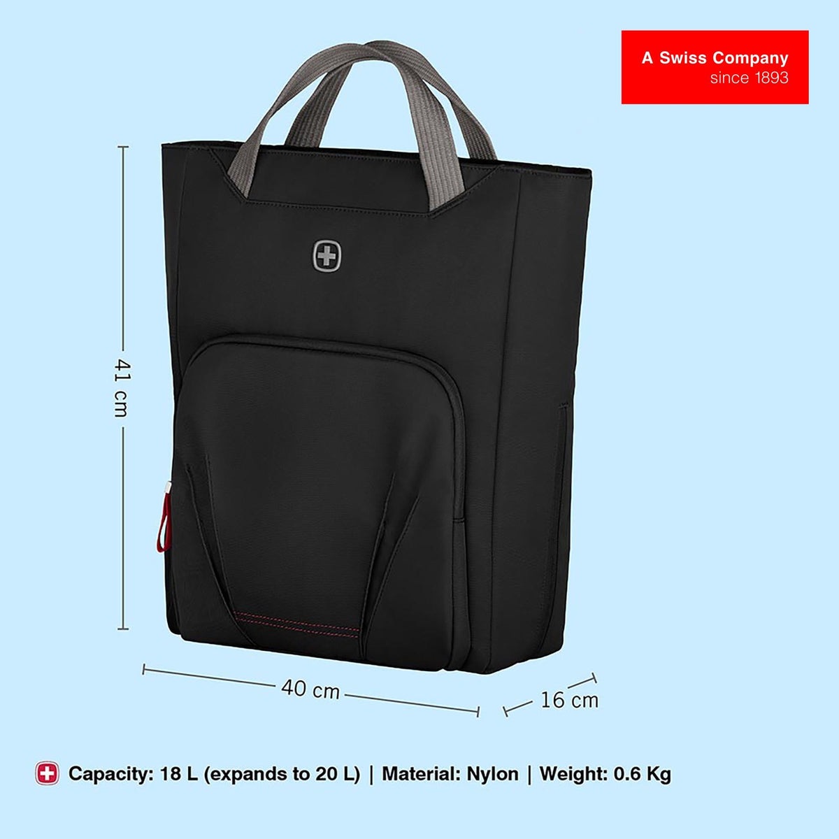 WENGER Motion 2-in-1 Laptop Bag Backpack Black Polyester 15.6