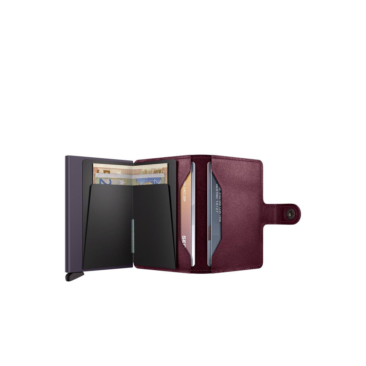 Secrid Miniwallet RFID Wallet - Cranberry Leather Card Holder for Men and Women