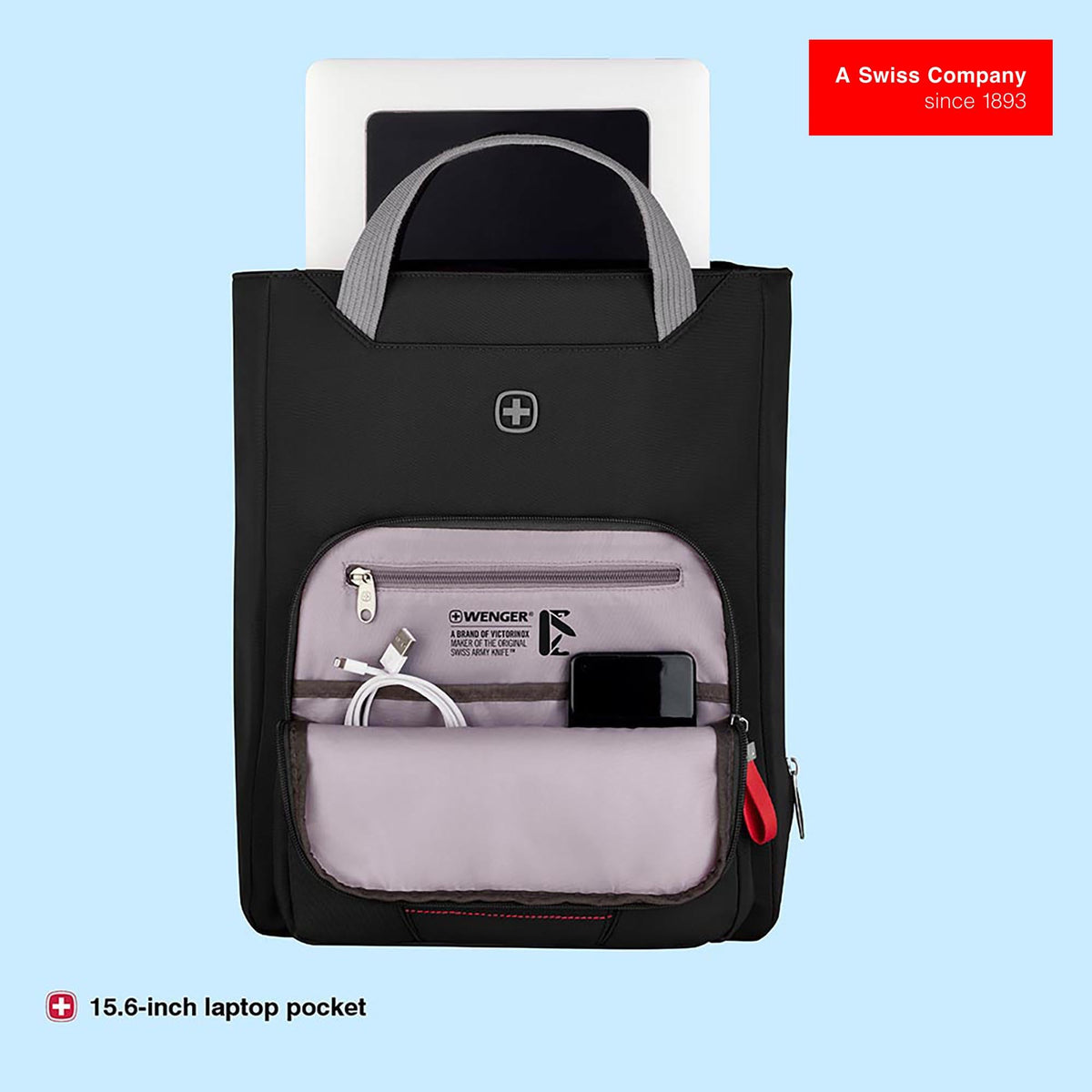 WENGER Motion 2-in-1 Laptop Bag Backpack Black Polyester 15.6