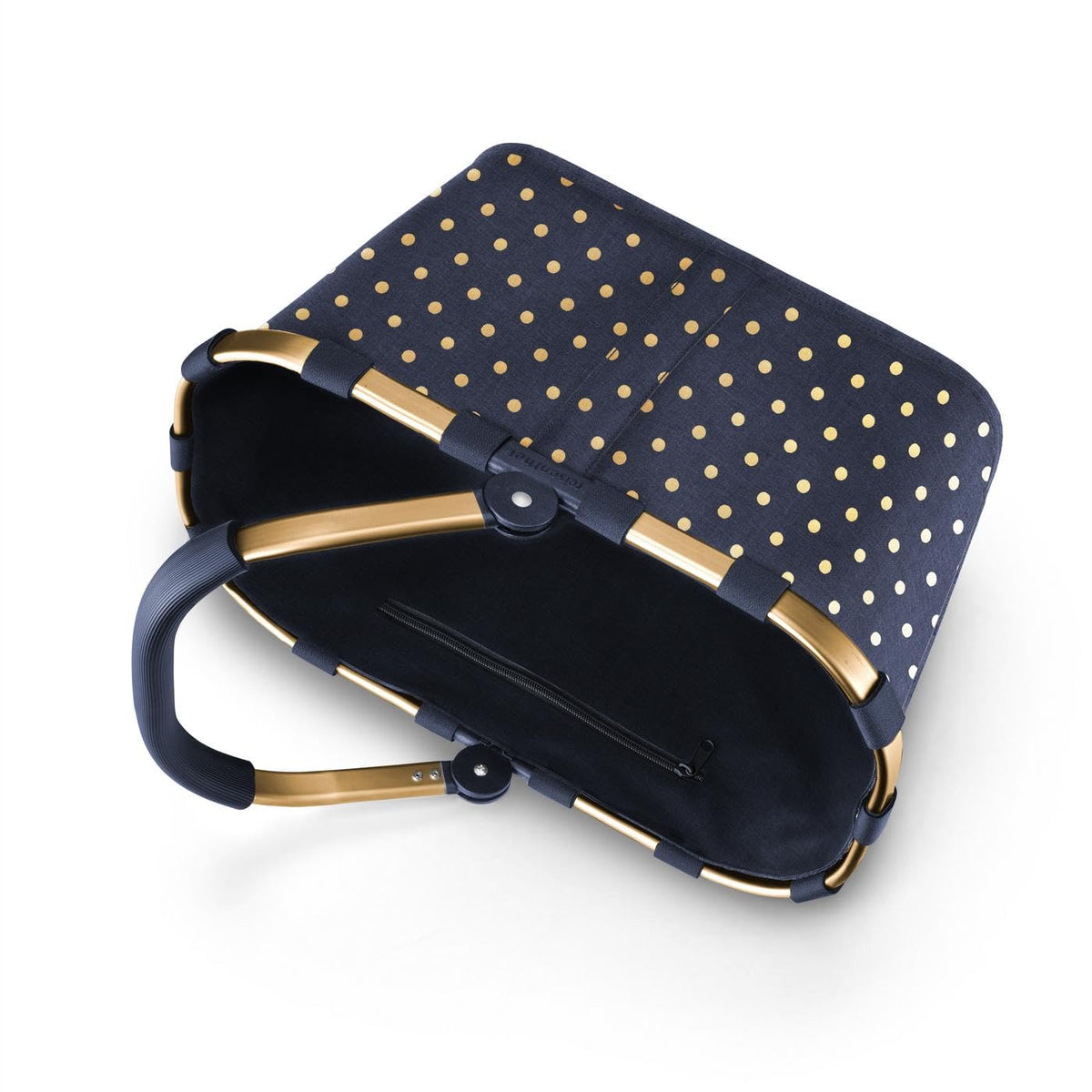 reisenthel Carrybag Shopping Basket - Water-Repellent Polyester, Metallic Dots Blue