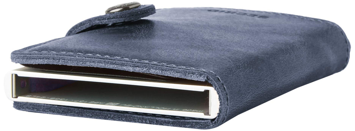 Secrid Miniwallet Vintage Blue Leather Wallet with RFID Protection
