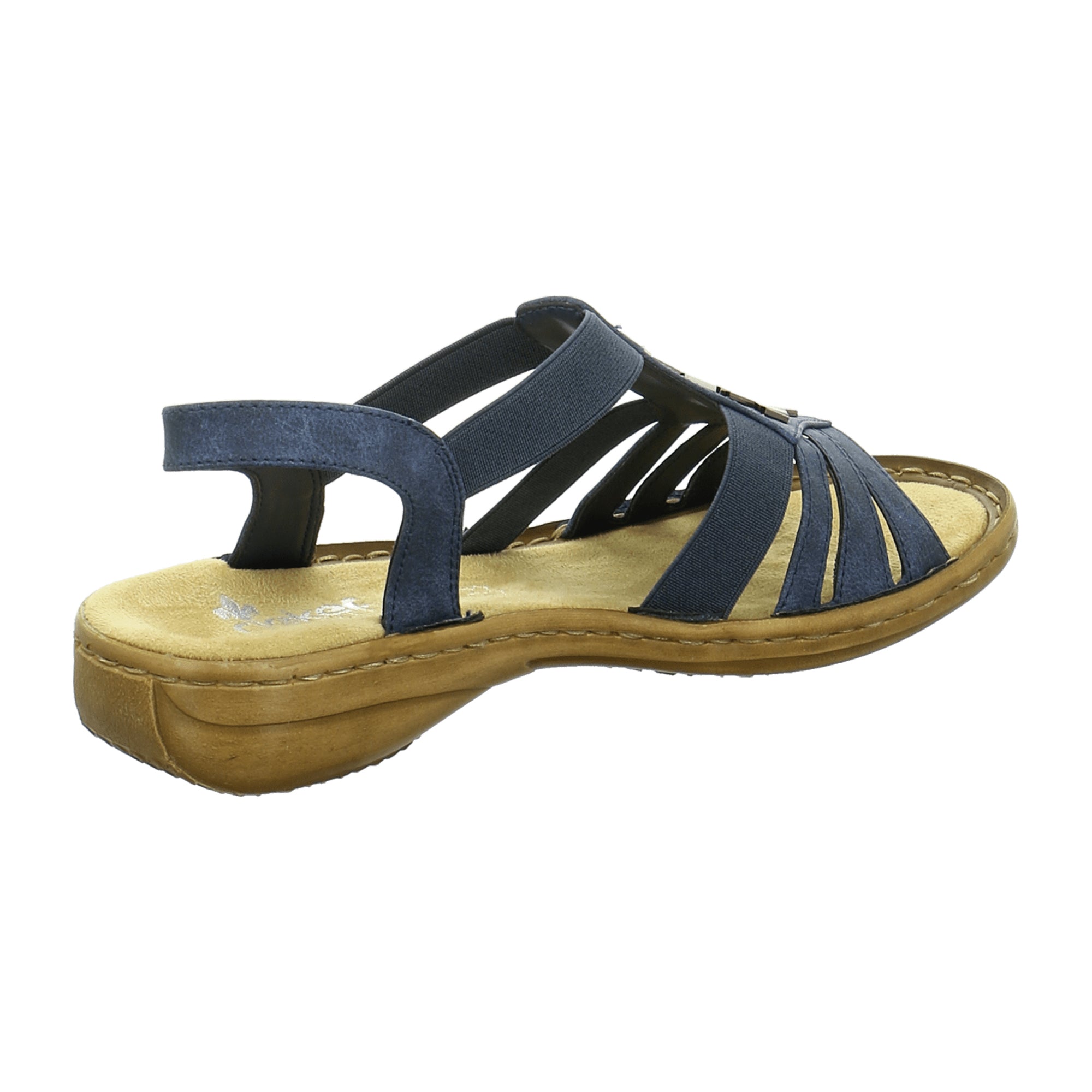 Rieker Women's Blue Sandals 6080014 Comfortable Elastic Straps Shock Absorbing Sole