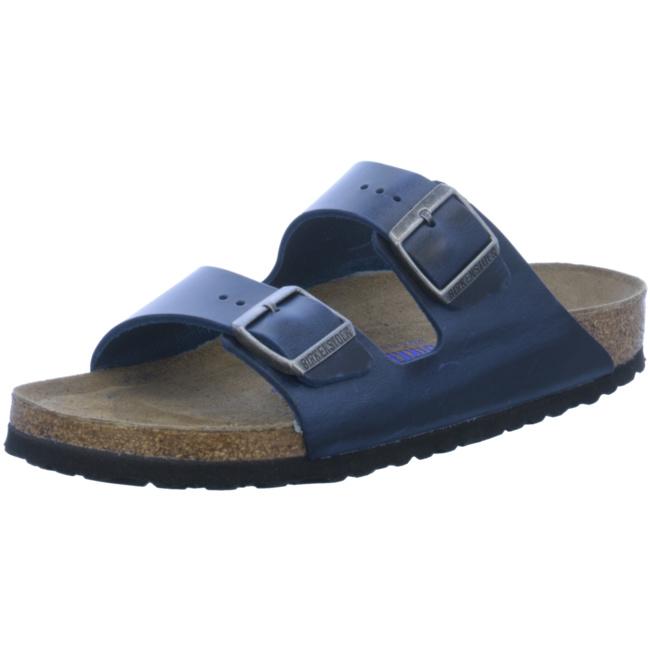 Birkenstock Arizona Leather Oiled Blue Slides Sandals Thongs narrow SFB - Bartel-Shop