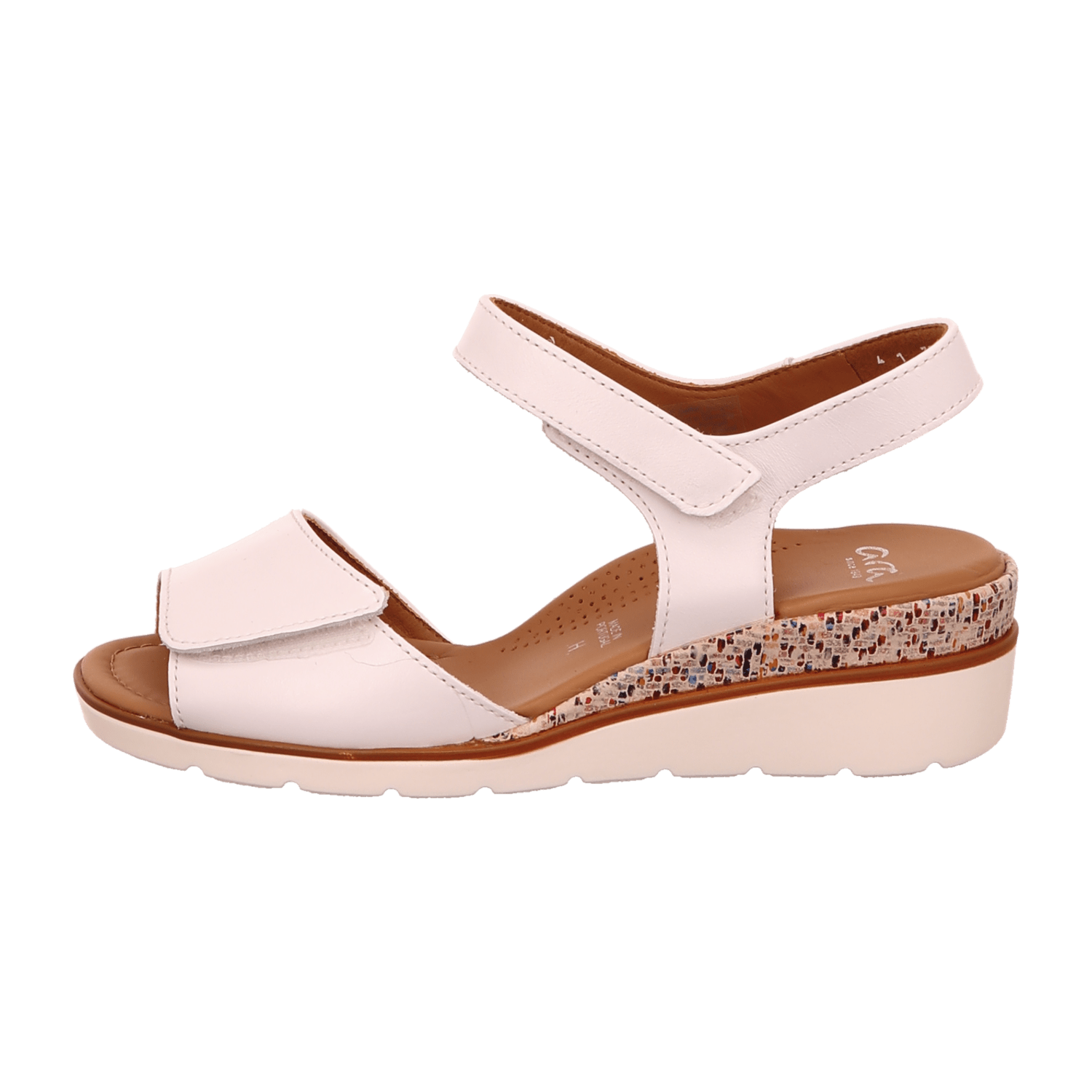 ARA Lugano S Wedge Platform Sandals for Women in Smooth Leather with Hook-and-Loop Fastening in White - Bartel-Shop