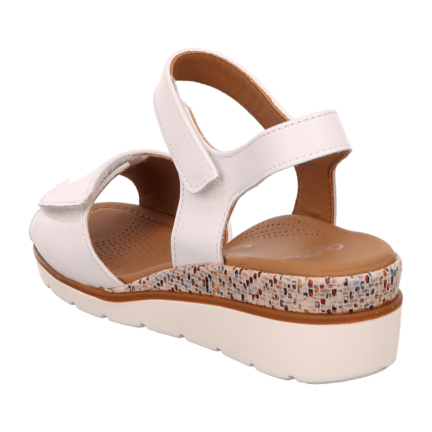 ARA Lugano S Wedge Platform Sandals for Women in Smooth Leather with Hook-and-Loop Fastening in White - Bartel-Shop