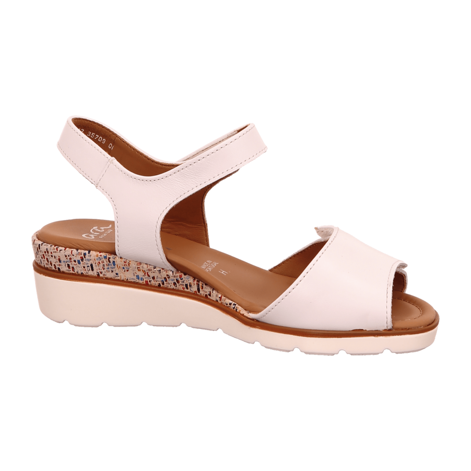 ARA Lugano S Wedge Platform Sandals for Women in Smooth Leather with Hook-and-Loop Fastening in White - Bartel-Shop
