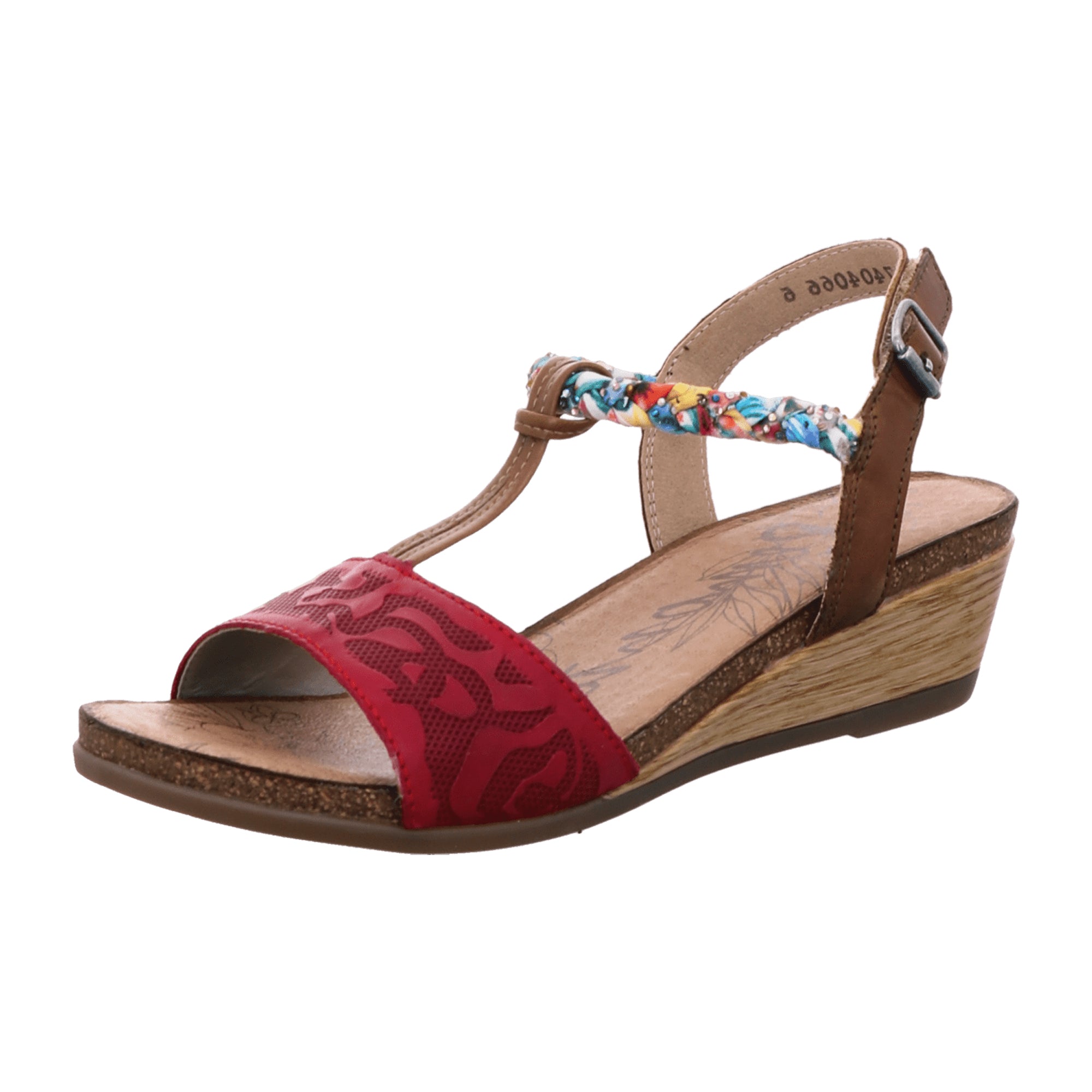 Remonte Women's Red Wedge Sandals Open Toe Leather Spring Summer Shoes