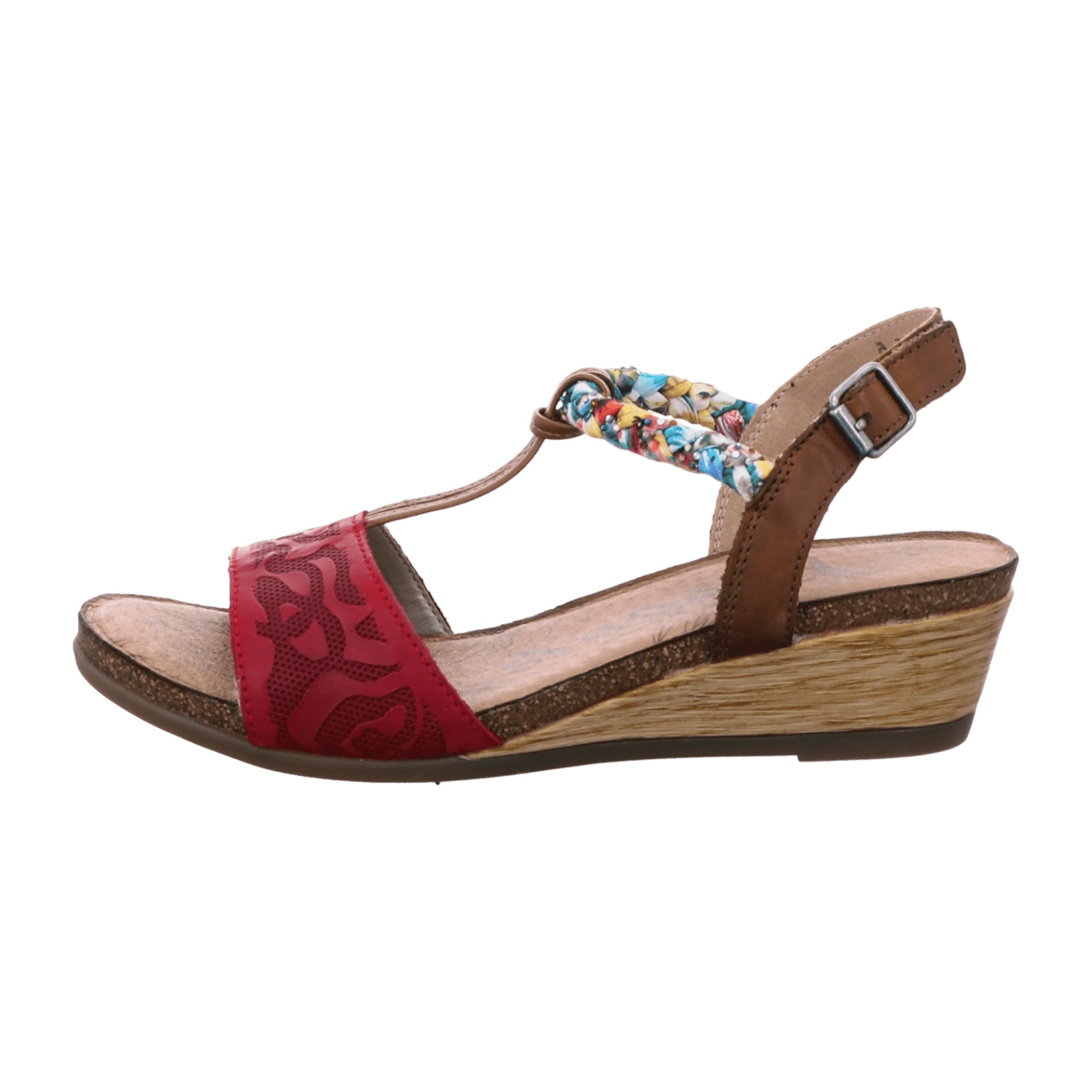 Remonte Women's Red Wedge Sandals Open Toe Leather Spring Summer Shoes