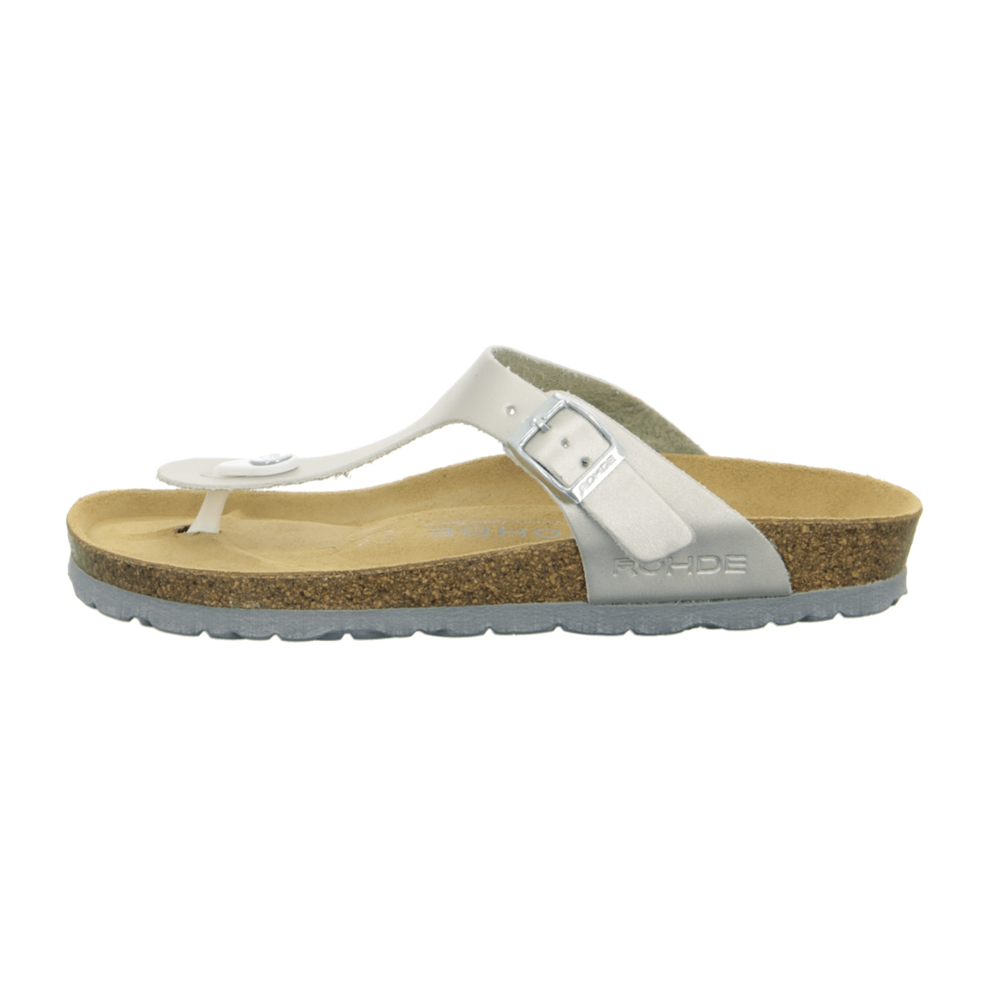 Rohde Alba Silver Women's Sandals Open Toe Adjustable Buckle Leather Upper