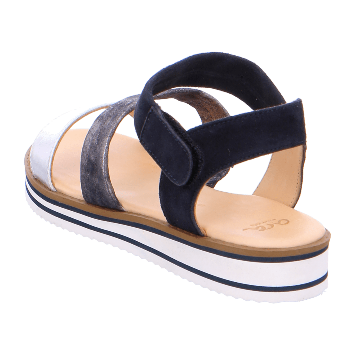 ARA Women's Ankle Strap Sandals in Blue Smooth Leather Open Toe - Bartel-Shop
