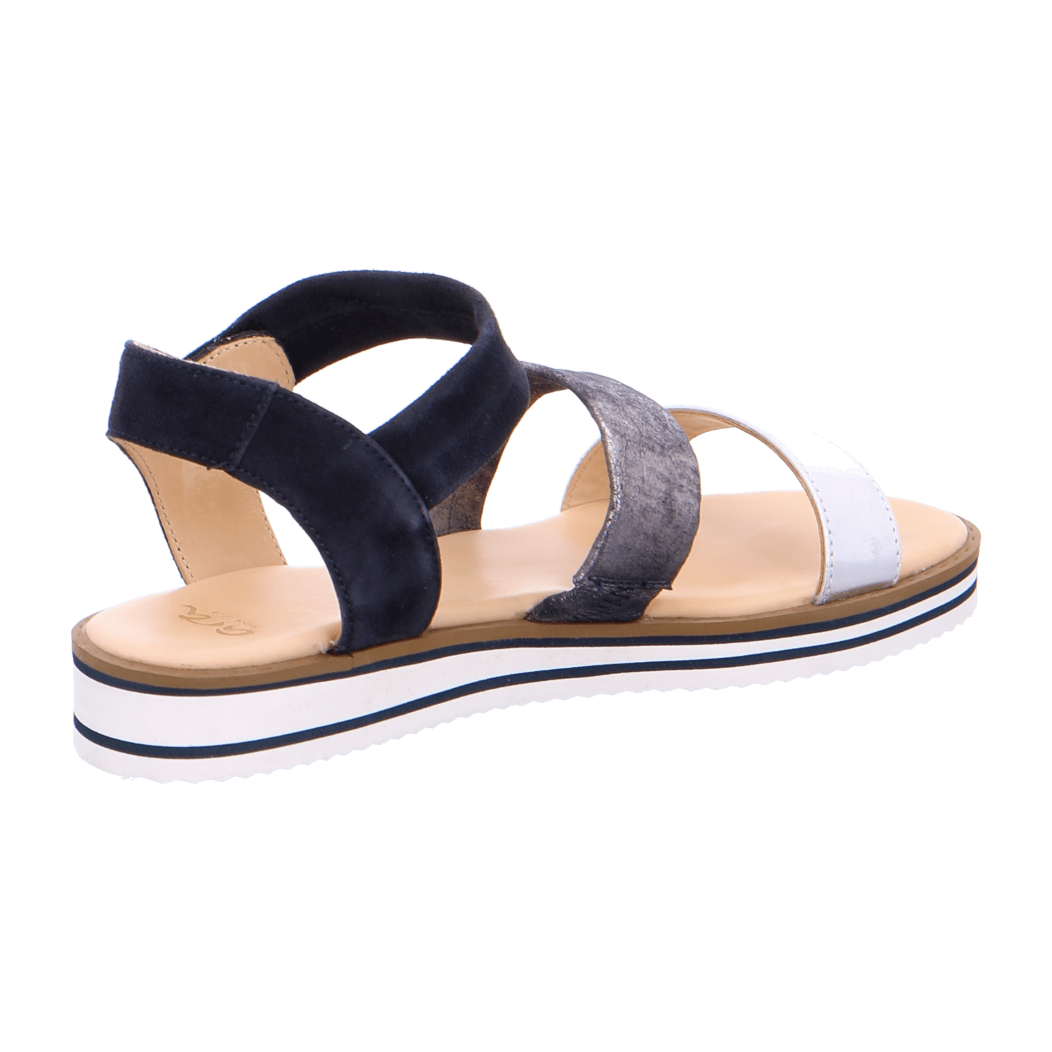 ARA Women's Ankle Strap Sandals in Blue Smooth Leather Open Toe - Bartel-Shop