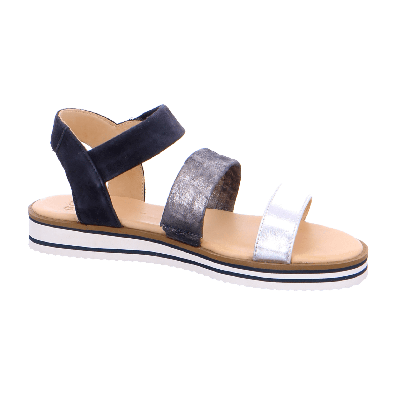 ARA Women's Ankle Strap Sandals in Blue Smooth Leather Open Toe - Bartel-Shop