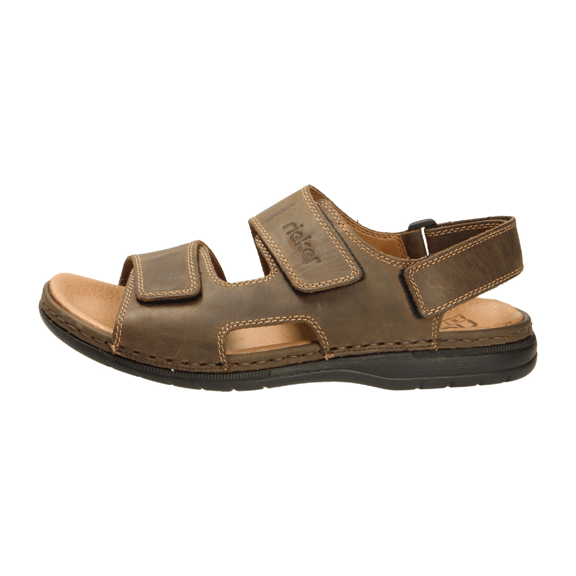 Rieker Comfortable Men's Brown Sandals with Velcro Closure