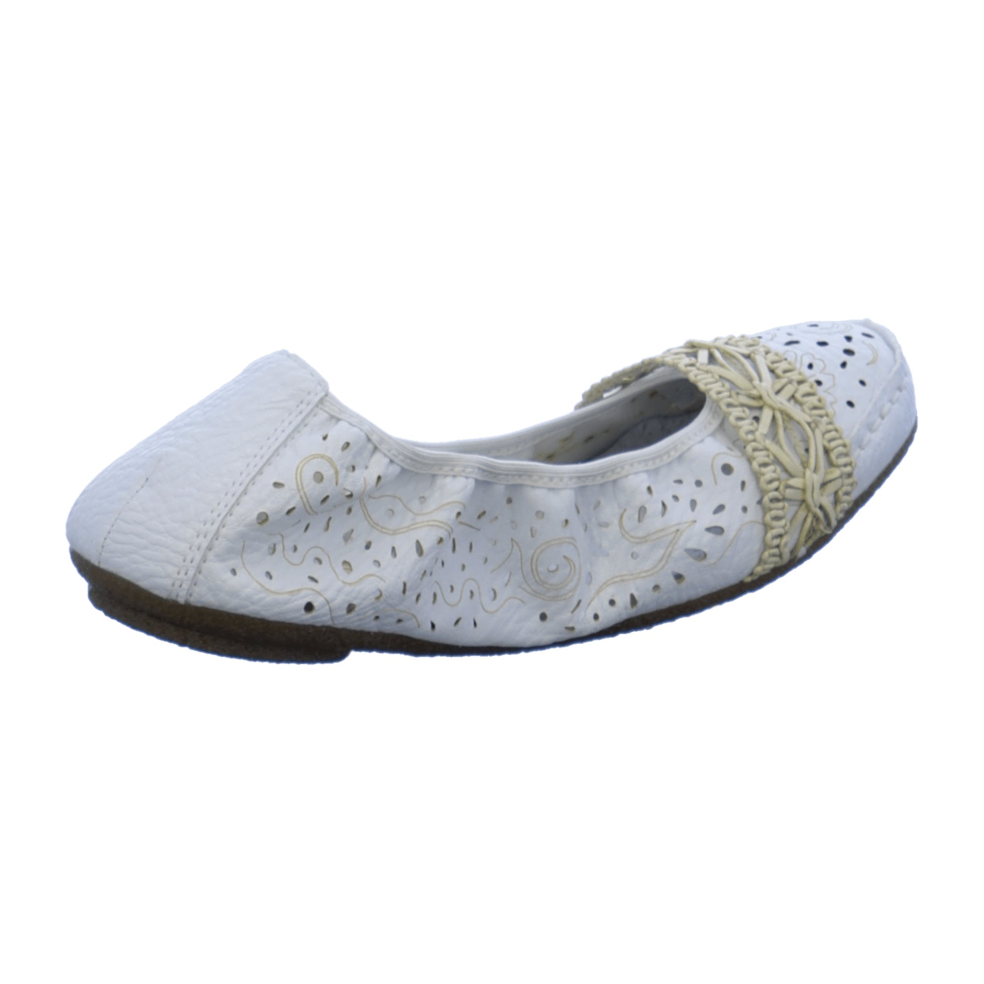 Rieker Women's White Foldable Ballerina Shoes with Elastic Slip-On Comfort
